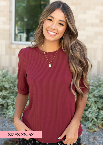 Hailee Basic Burgundy Top
