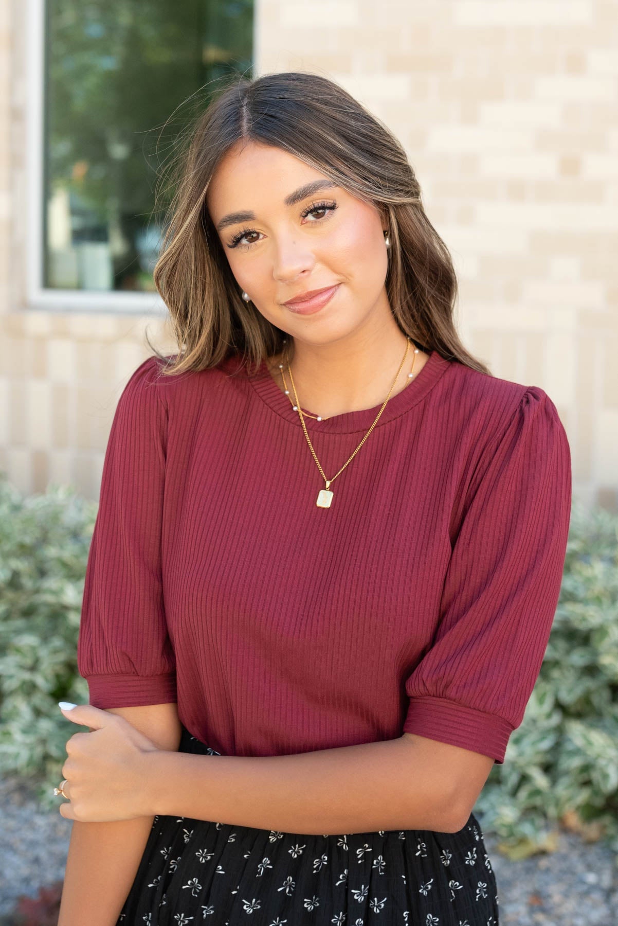 Hailee Basic Burgundy Top