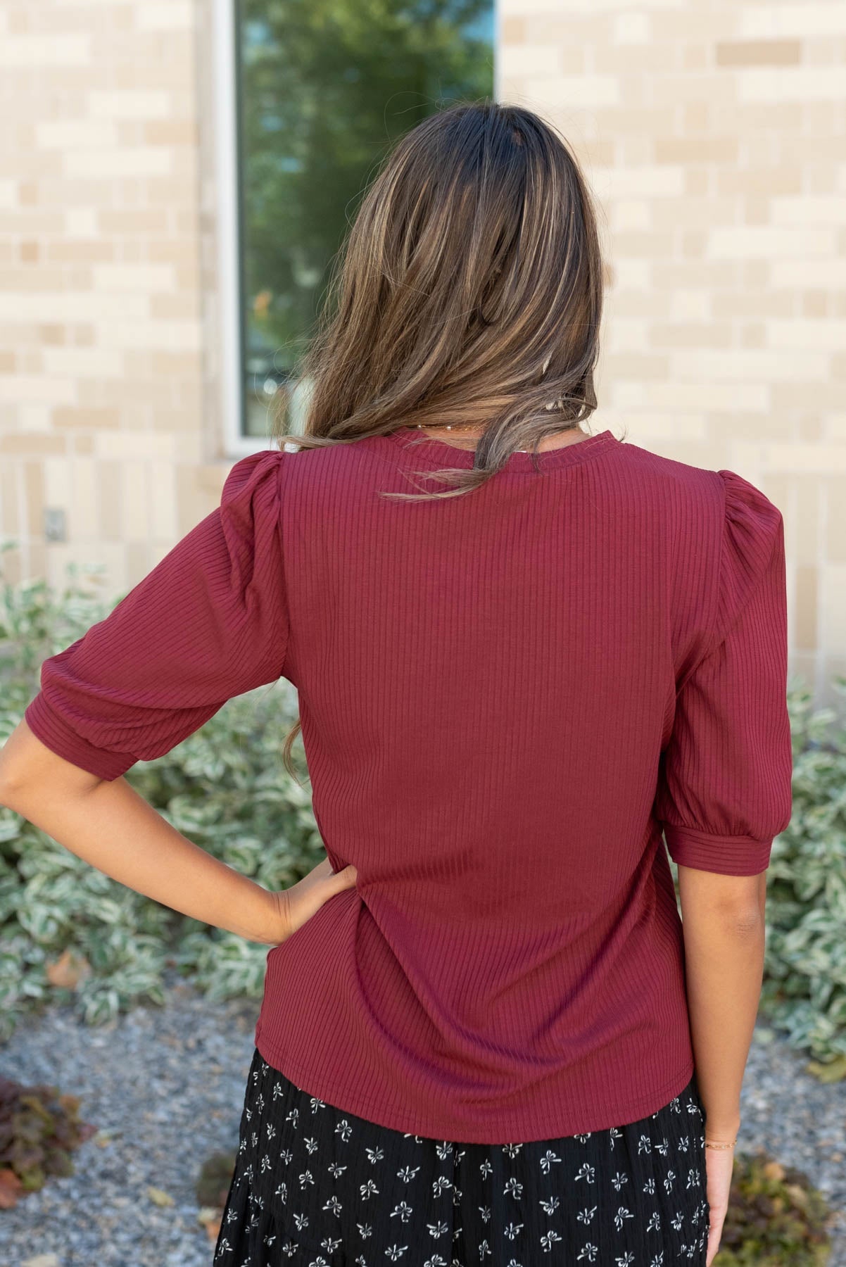 Hailee Basic Burgundy Top