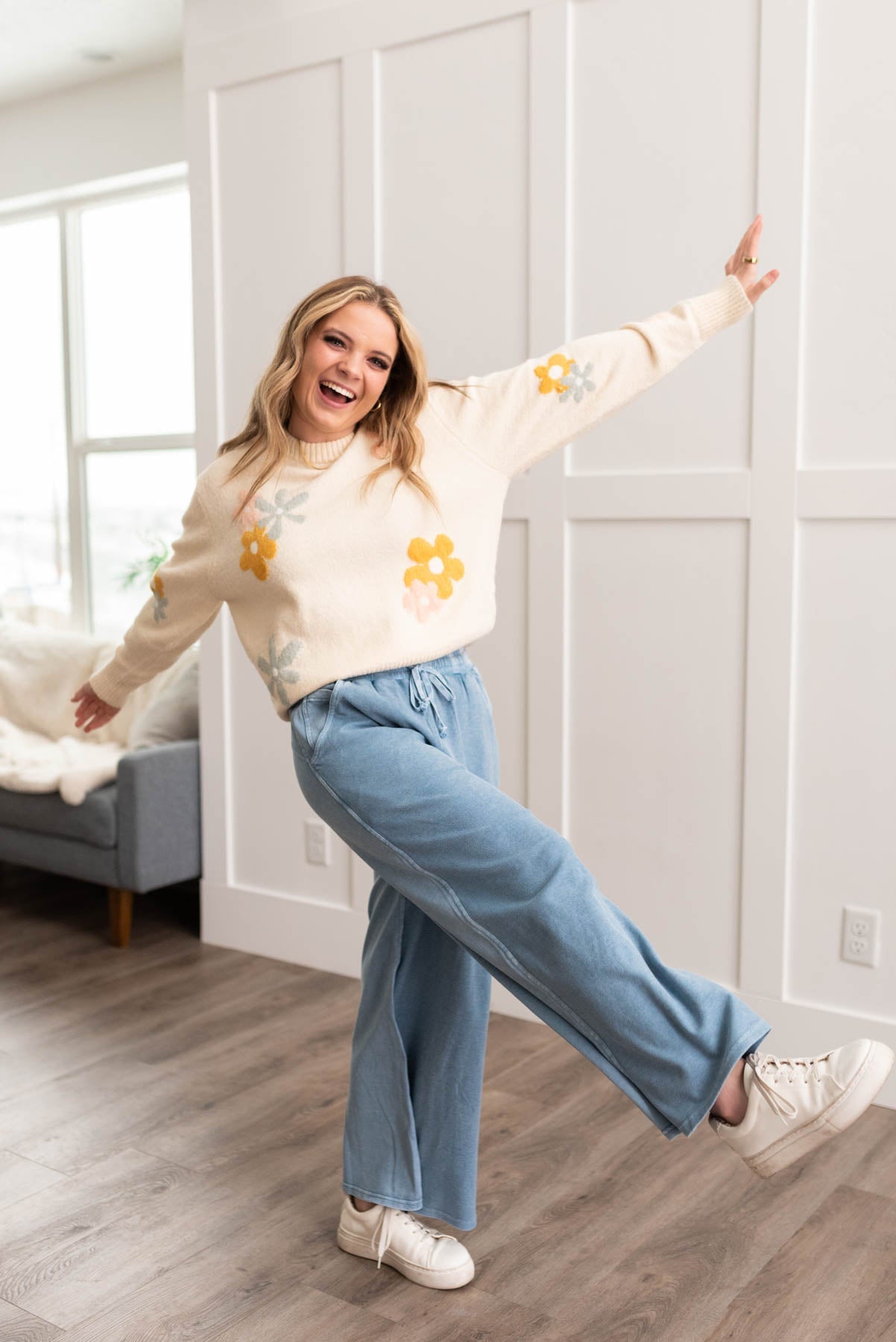 Halie Cream Floral Sweater