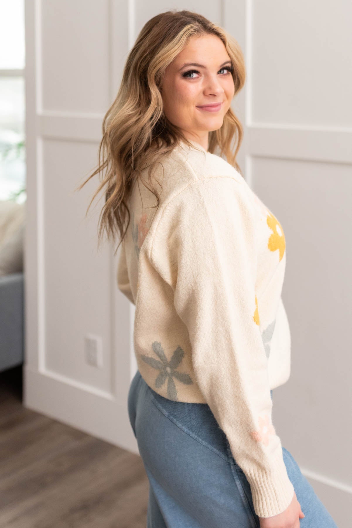 Halie Cream Floral Sweater