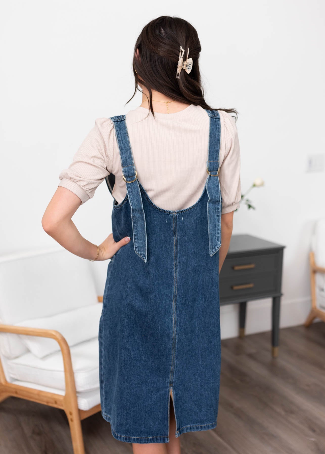 Halle Indigo Denim Overall Dress
