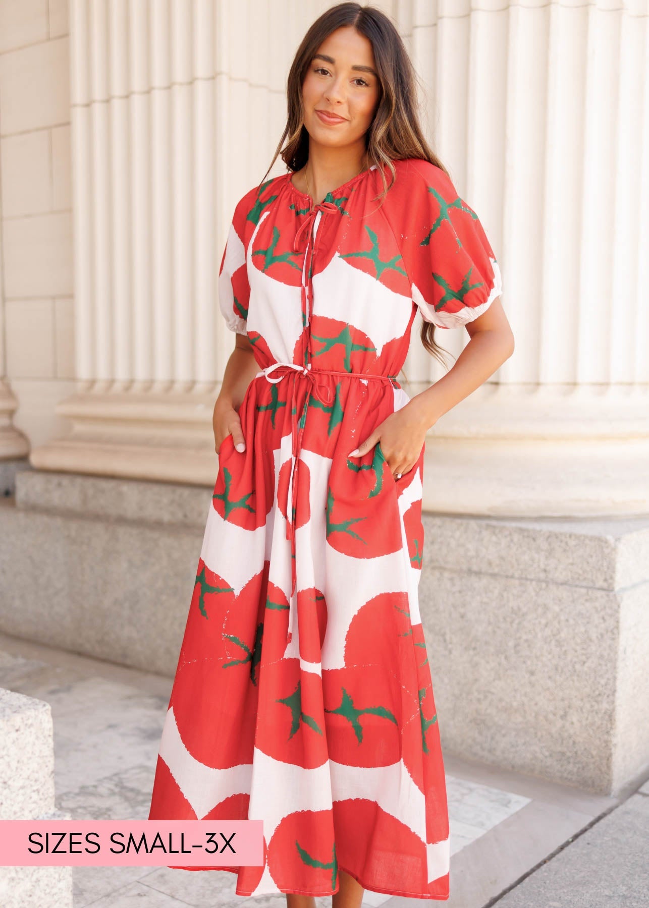 Hanna Red Pattern Dress