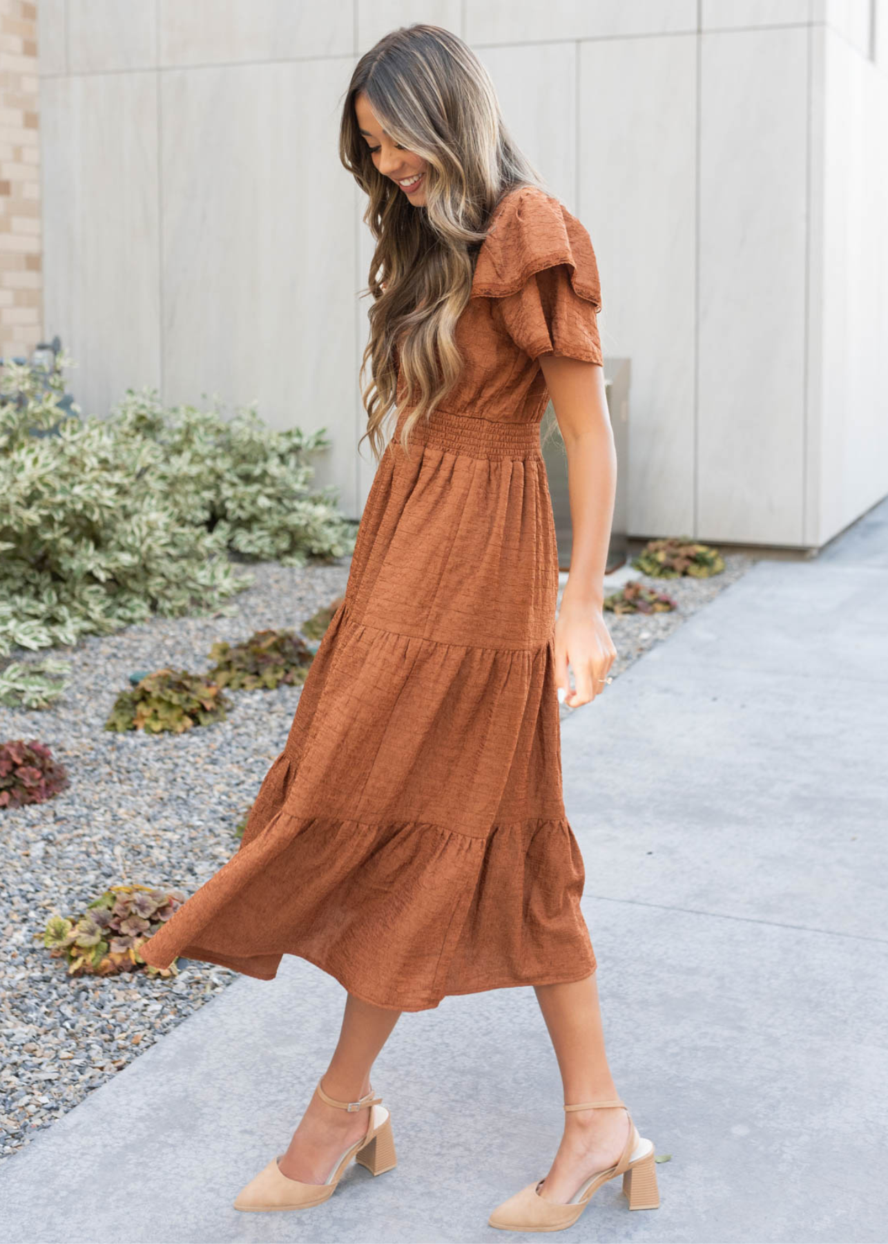 Harleigh Chestnut Ruffle Tiered Dress