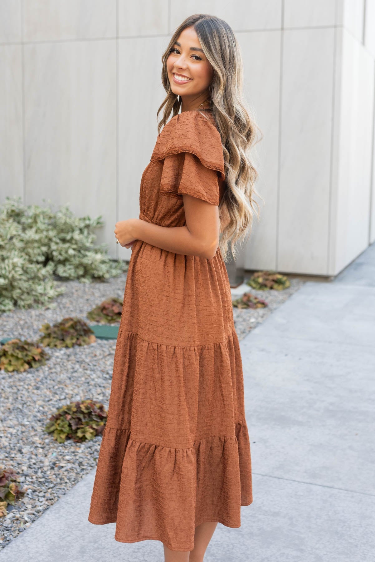 Harleigh Chestnut Ruffle Tiered Dress