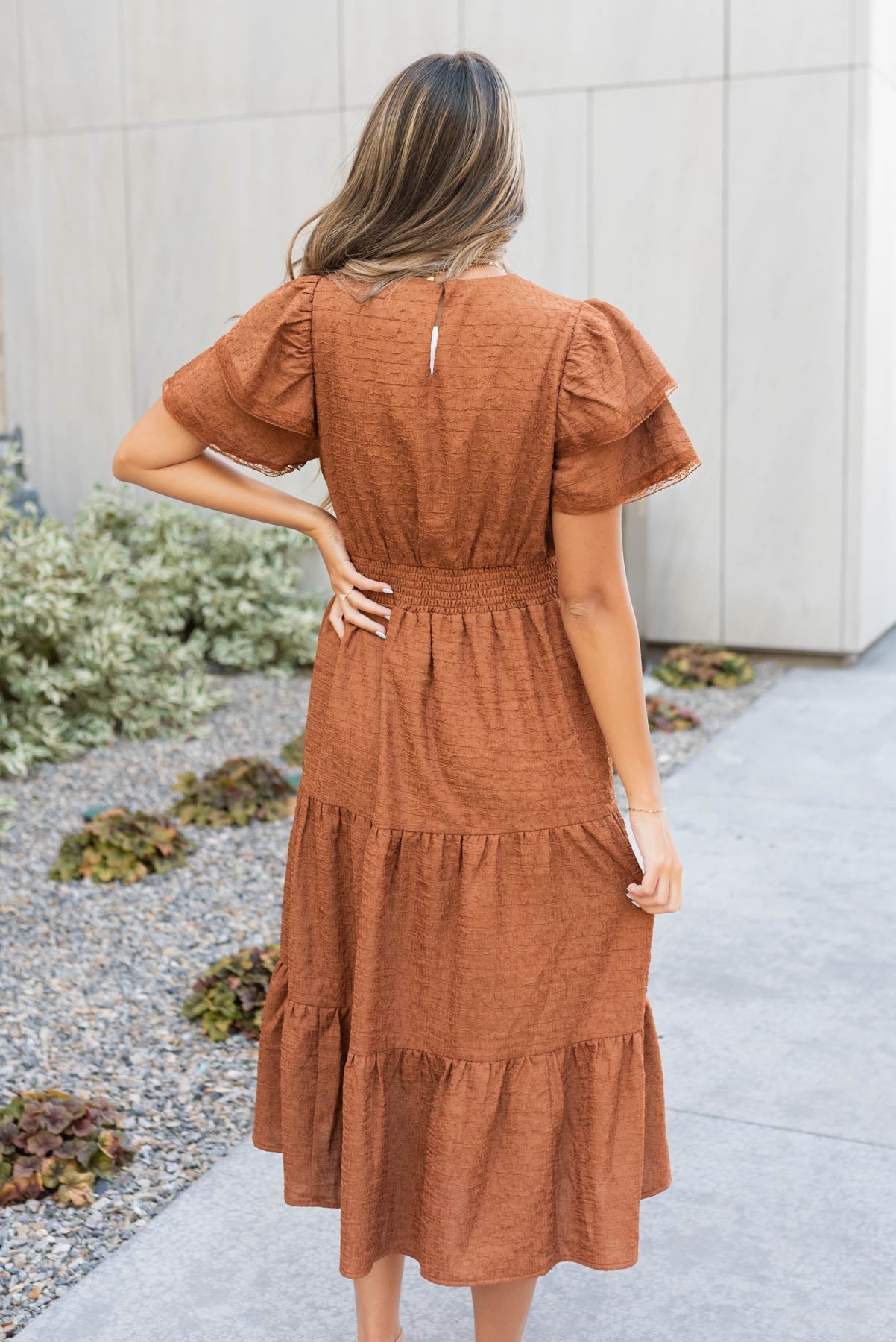Harleigh Chestnut Ruffle Tiered Dress