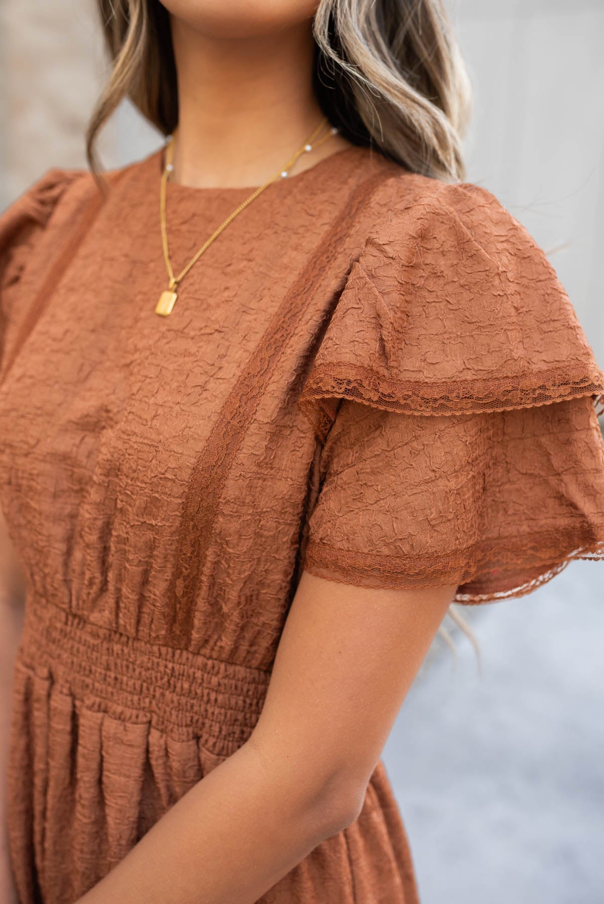 Harleigh Chestnut Ruffle Tiered Dress
