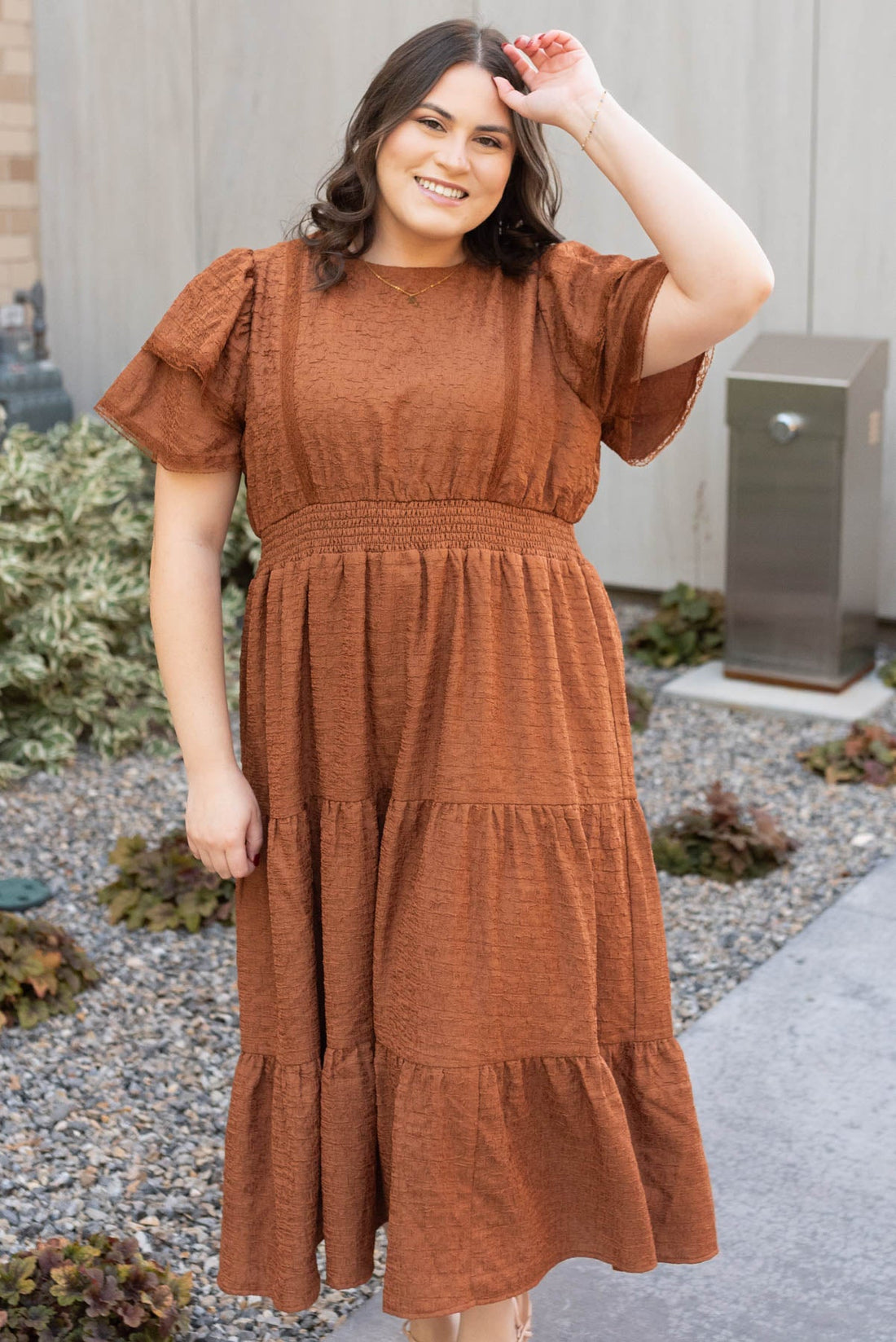 Harleigh Chestnut Ruffle Tiered Dress