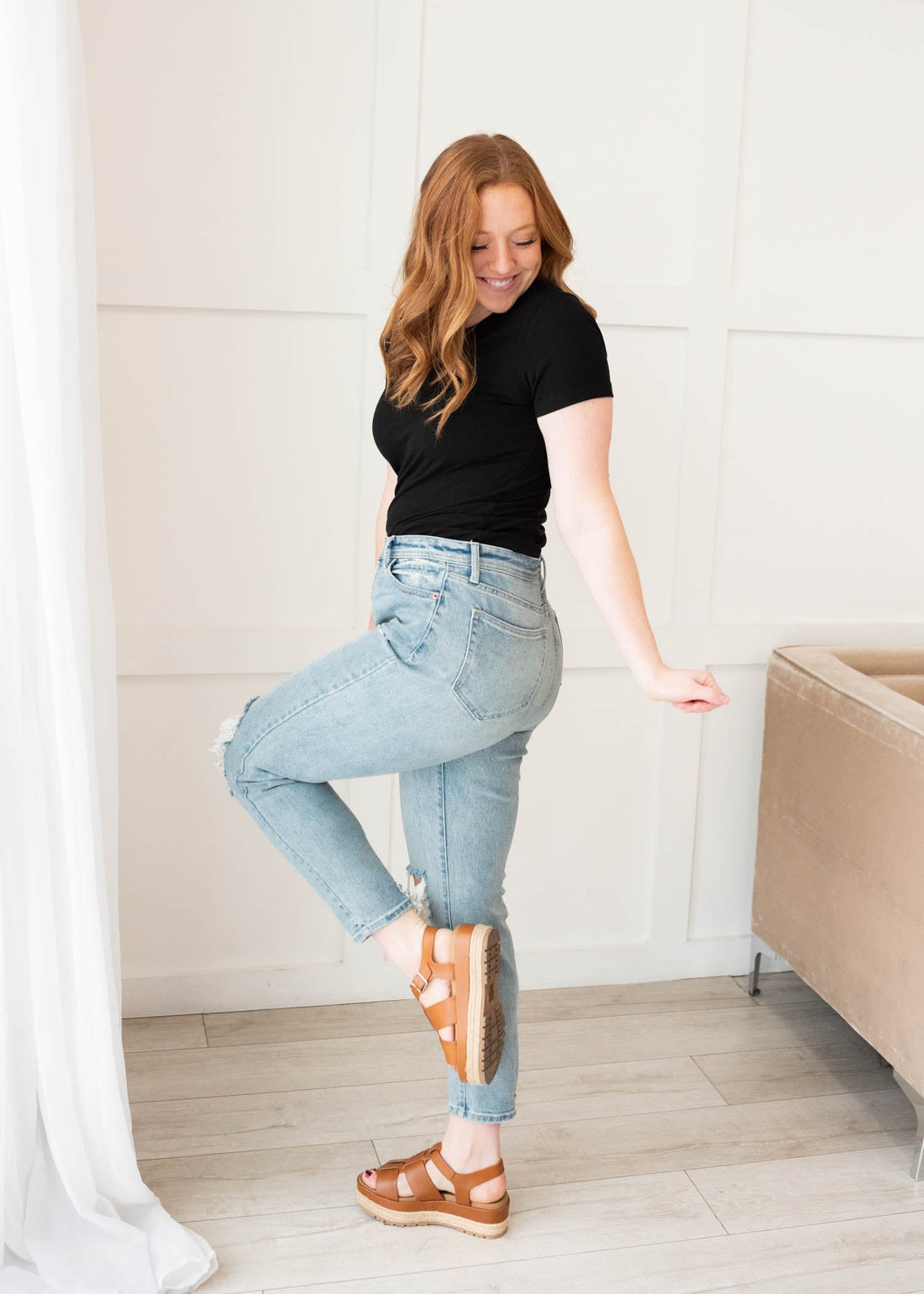 Harley Black Ribbed Knit Top