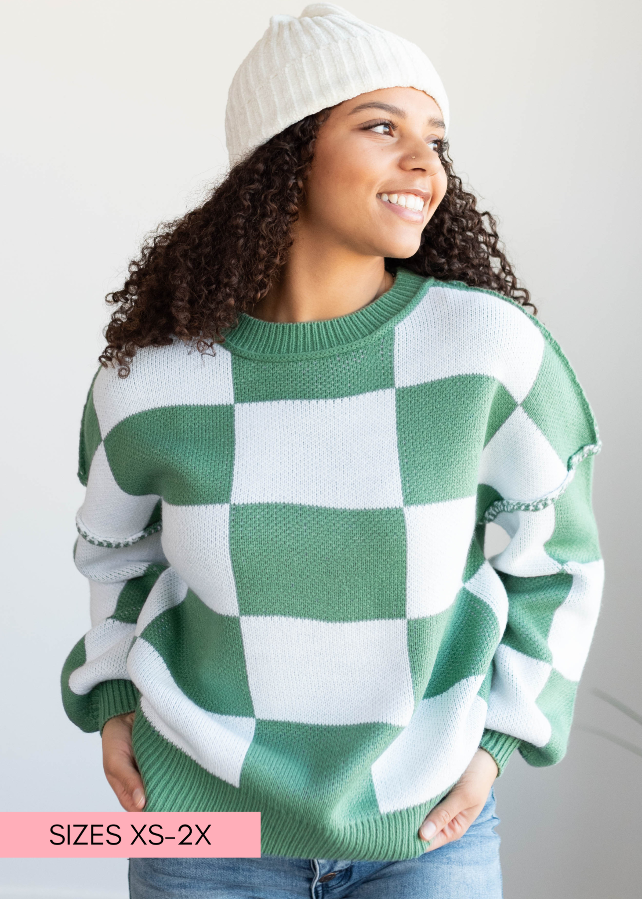 Harley Green Checkered Sweater