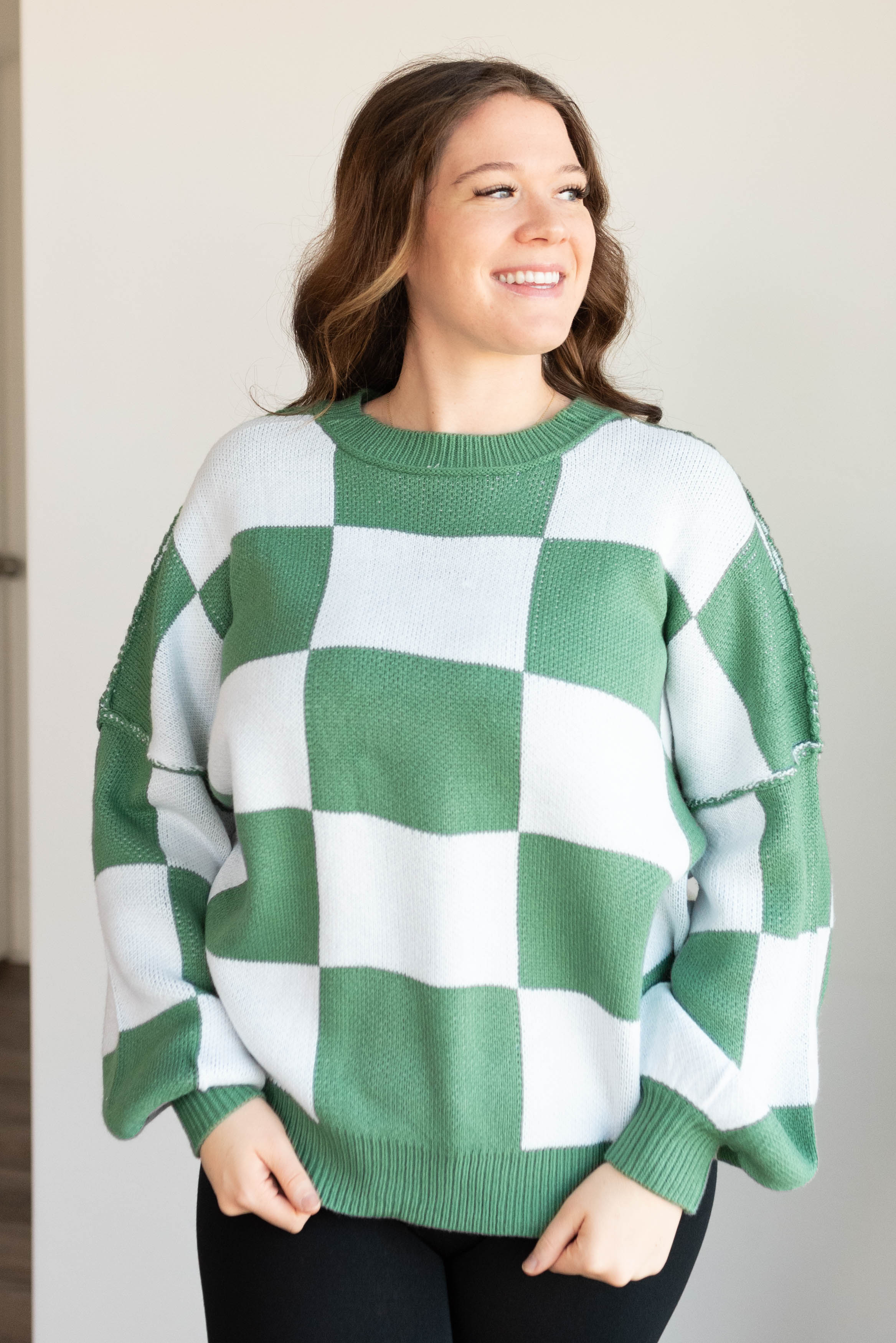 Harley Green Checkered Sweater
