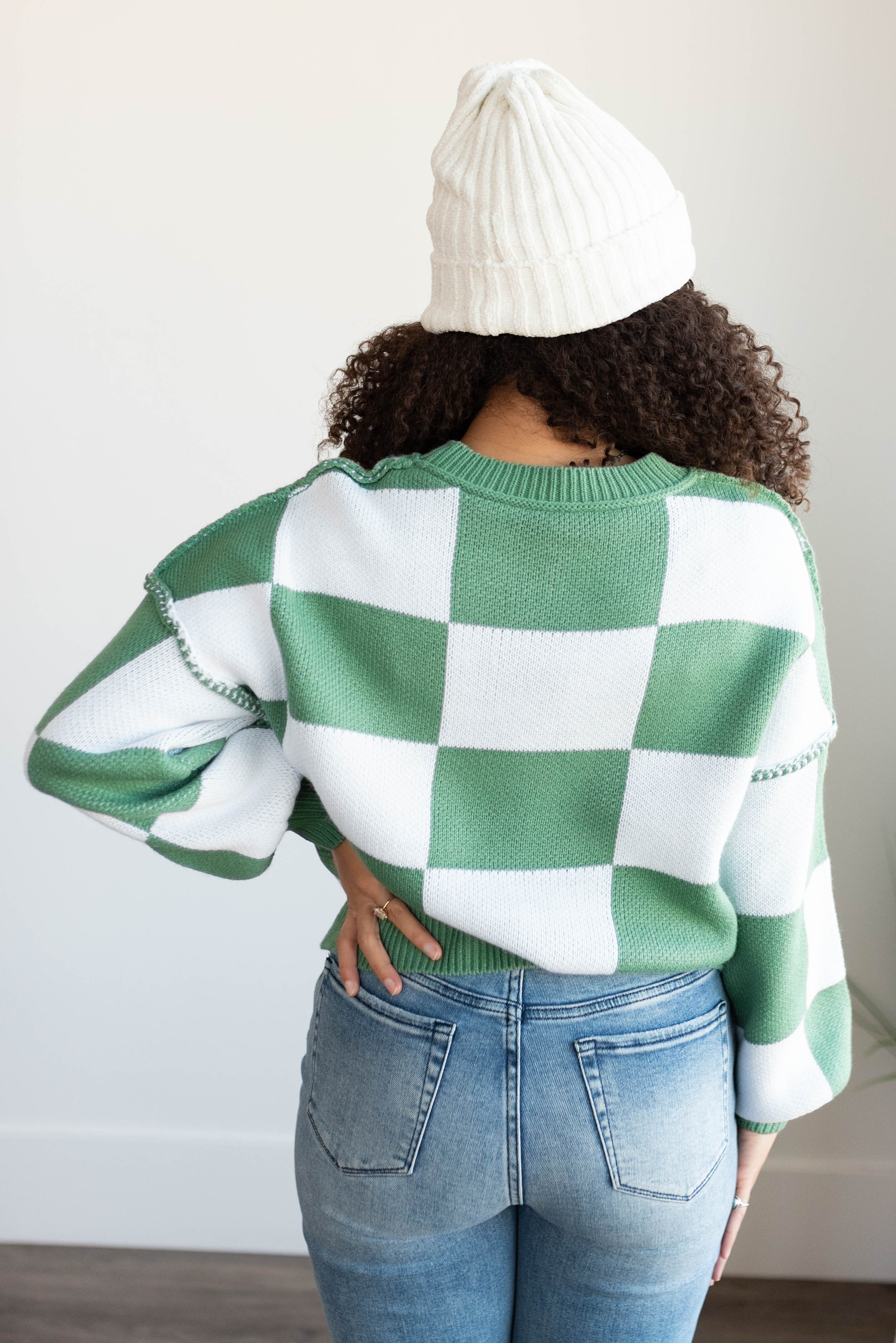Harley Green Checkered Sweater