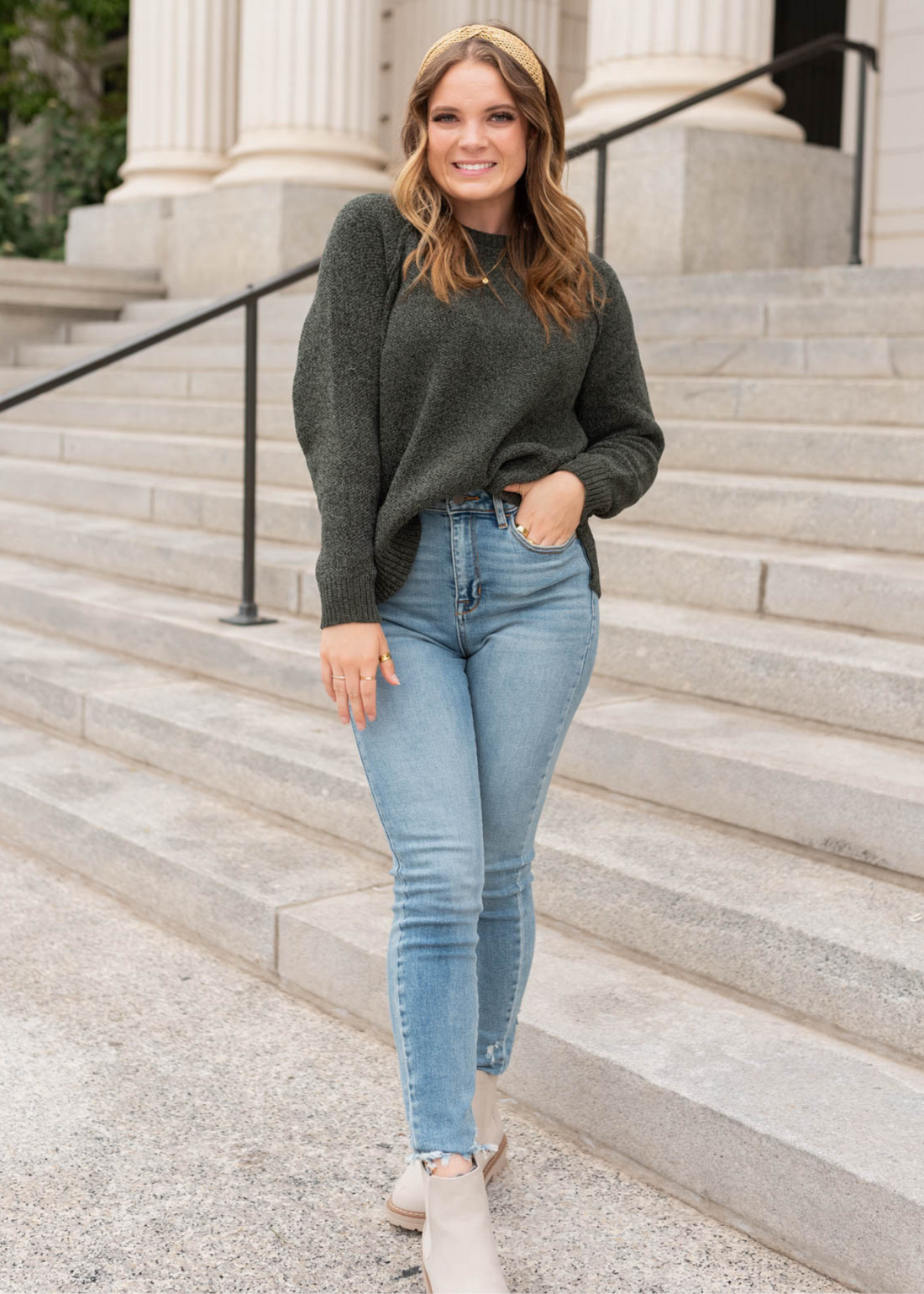 Harlie Dark Olive Knitted Sweater