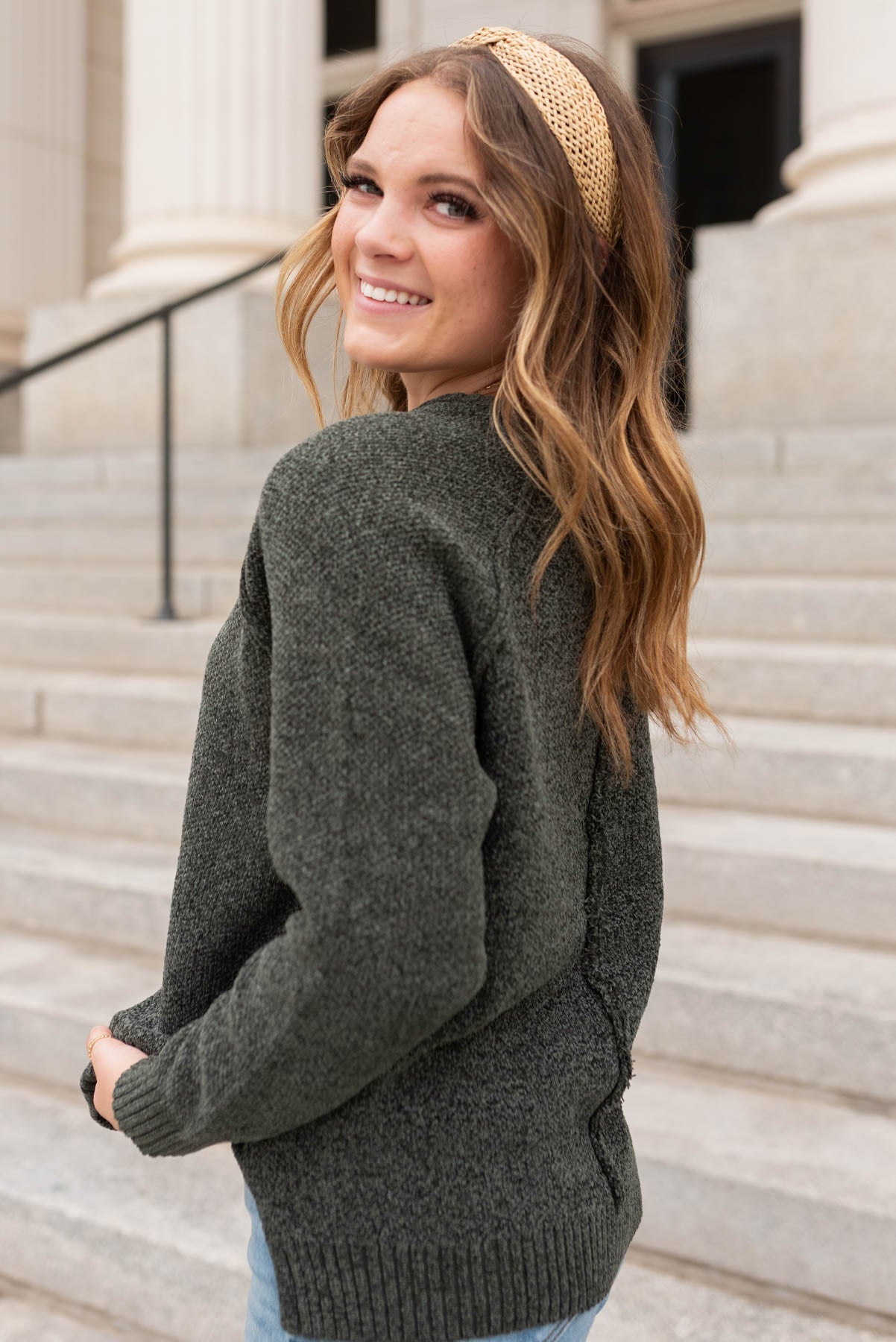 Harlie Dark Olive Knitted Sweater