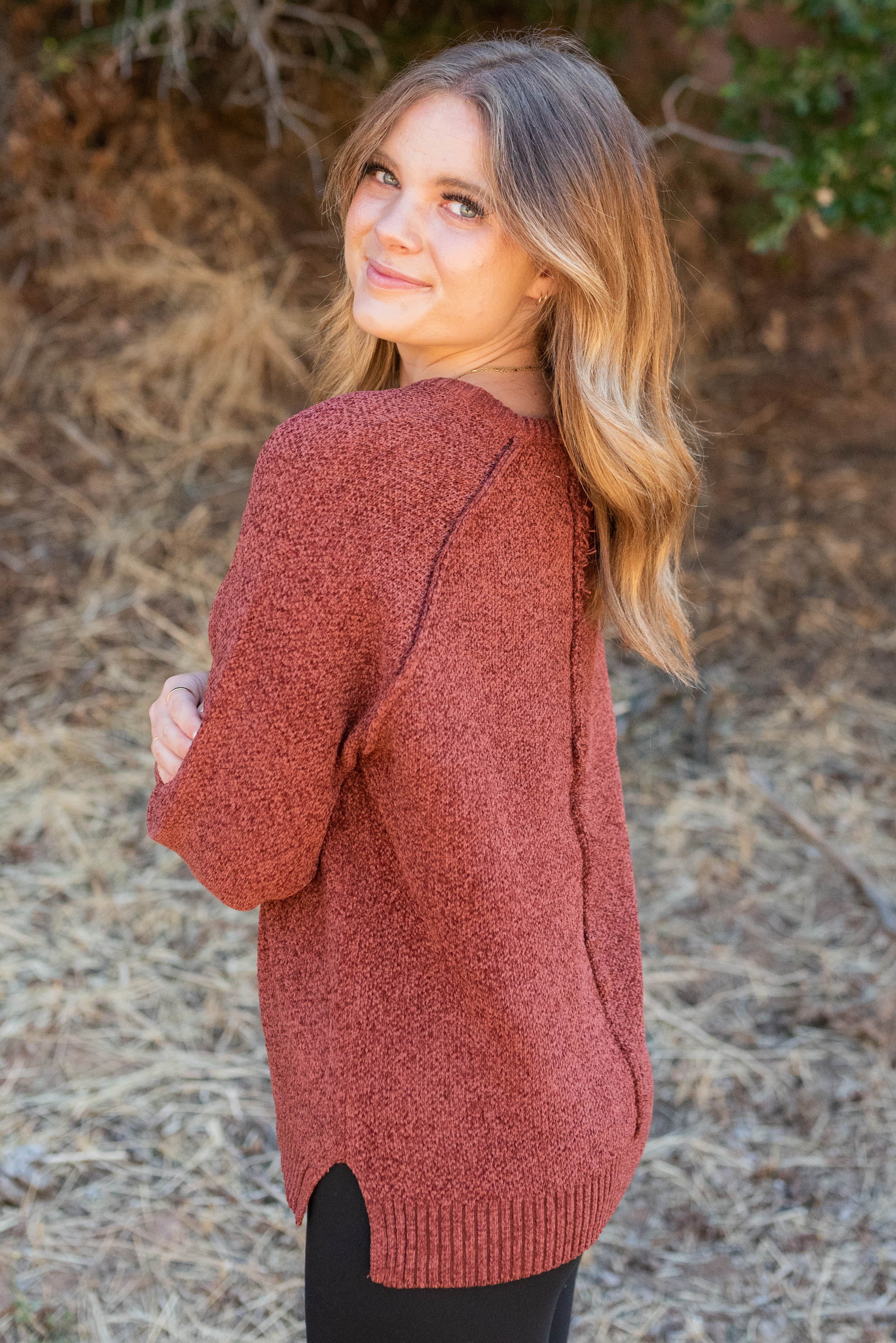 Harlie Dark Rust Knitted Sweater