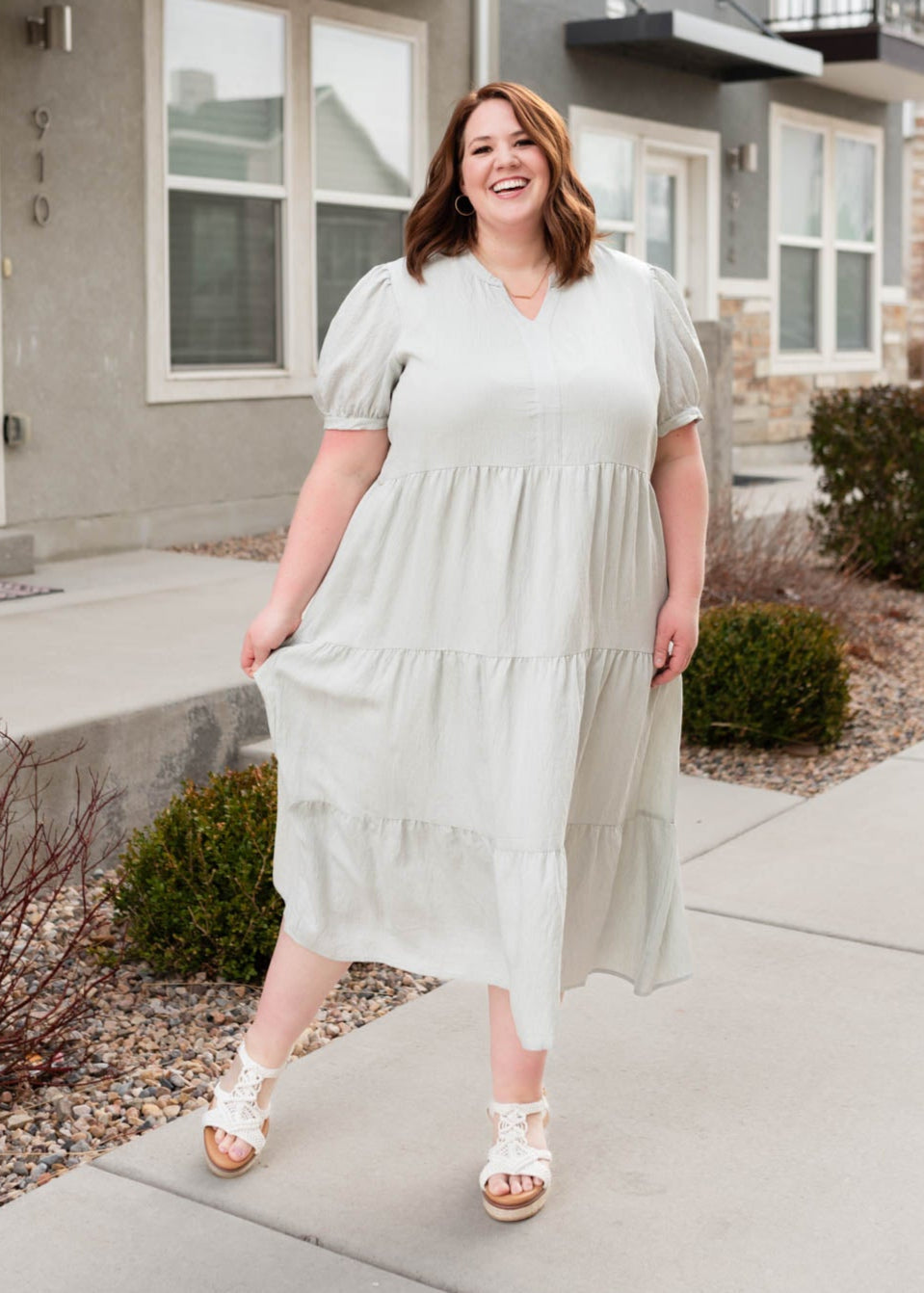 Harper Light Blue Tiered Dress