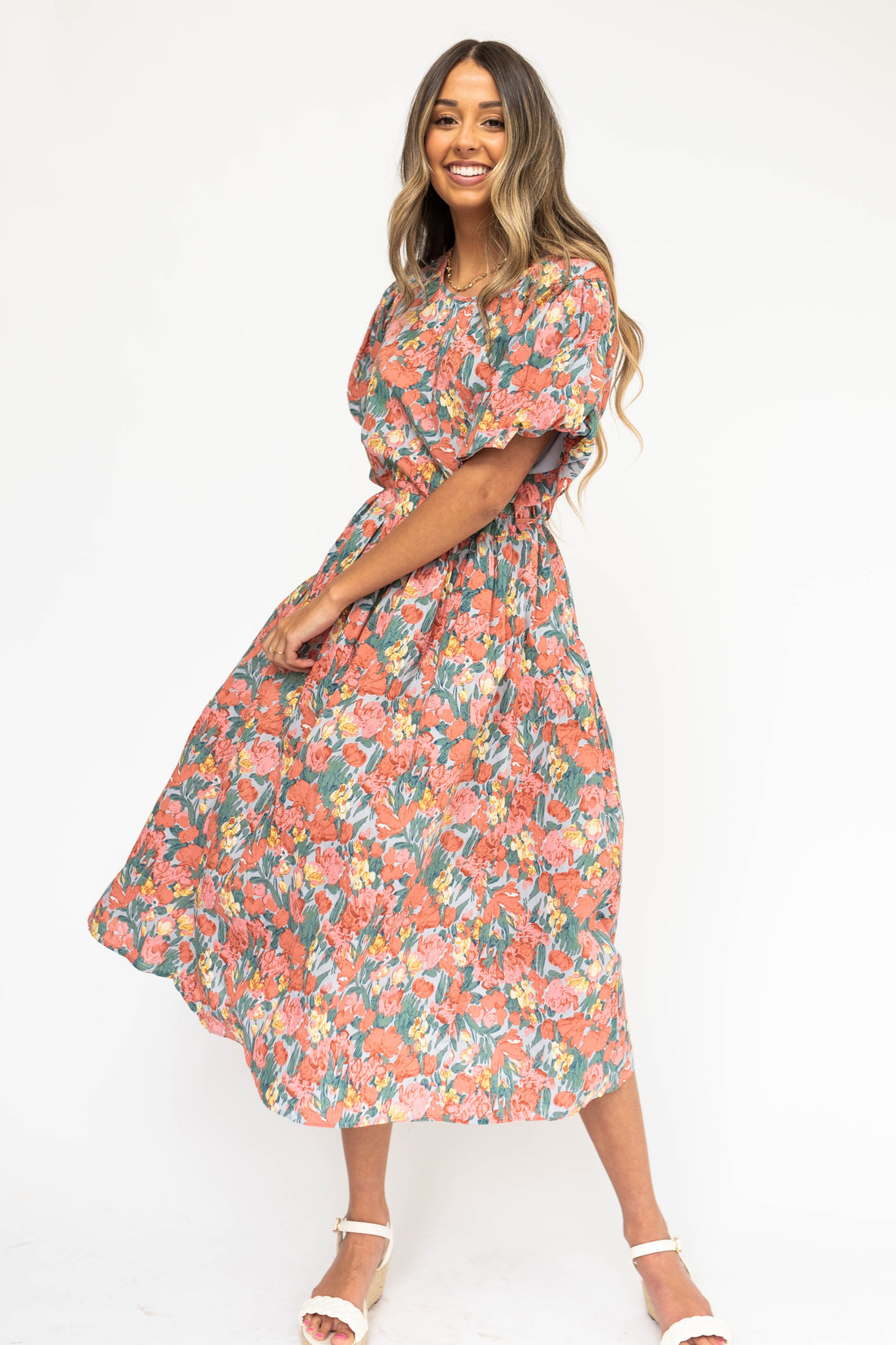 Hattie Coral Floral Dress