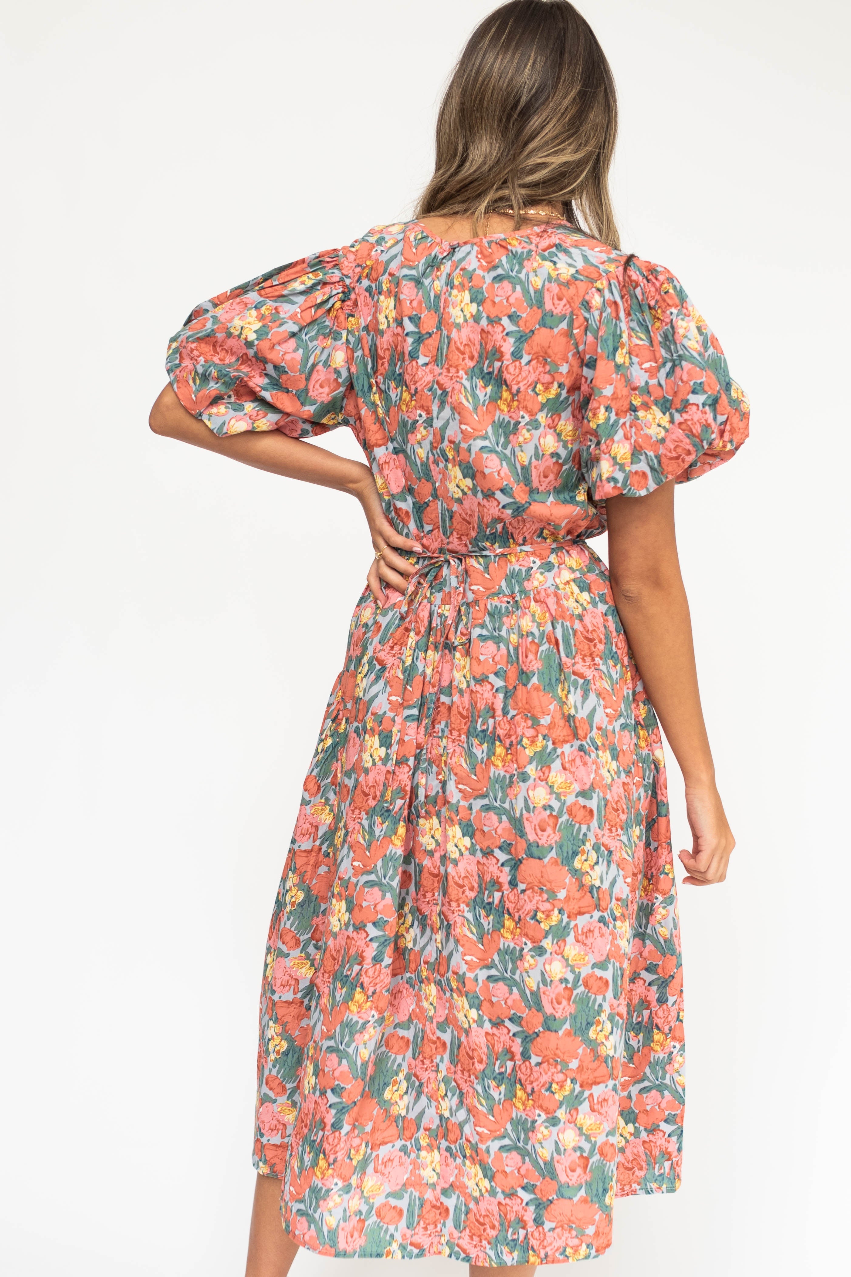 Hattie Coral Floral Dress
