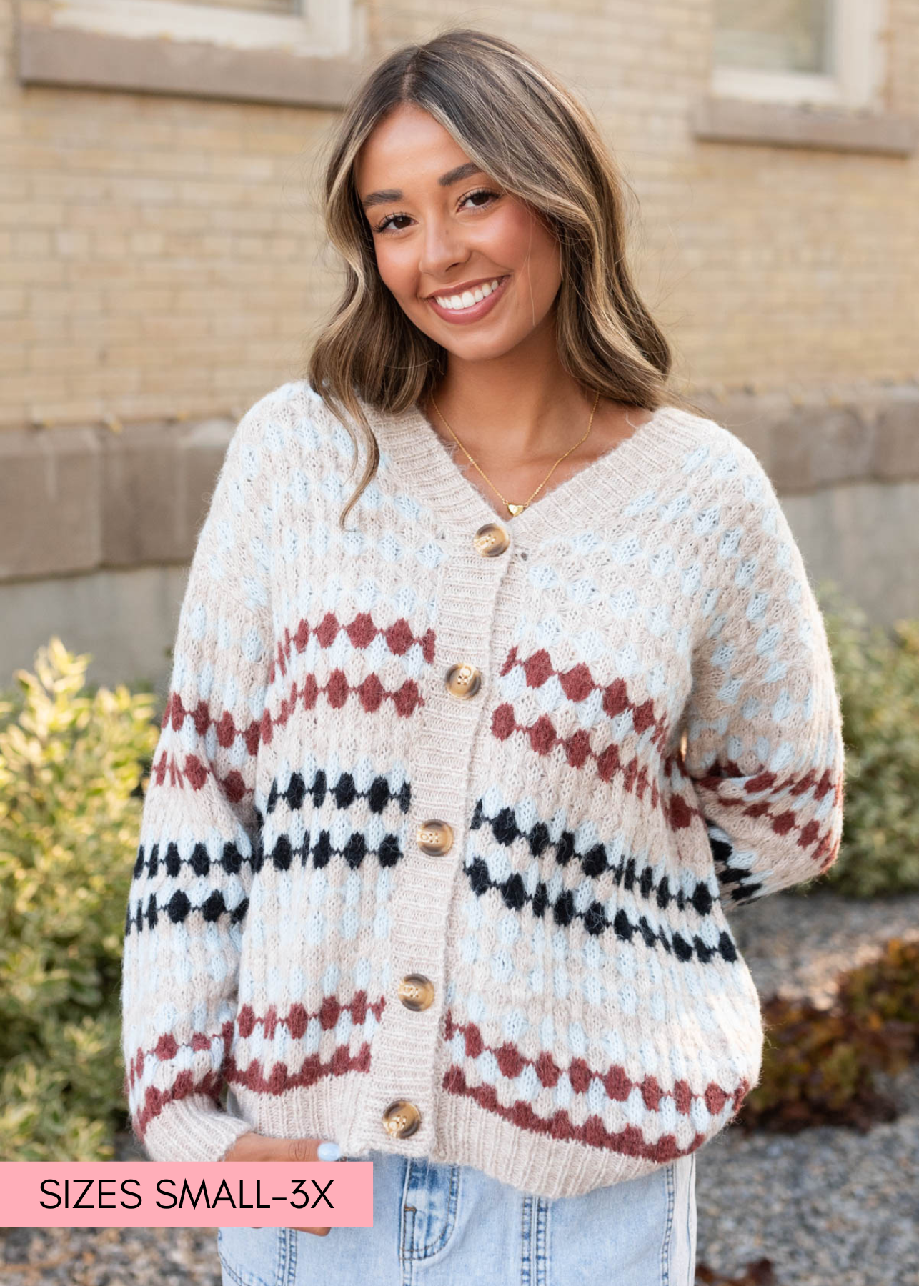 Hattie Taupe Pattern Cardigan