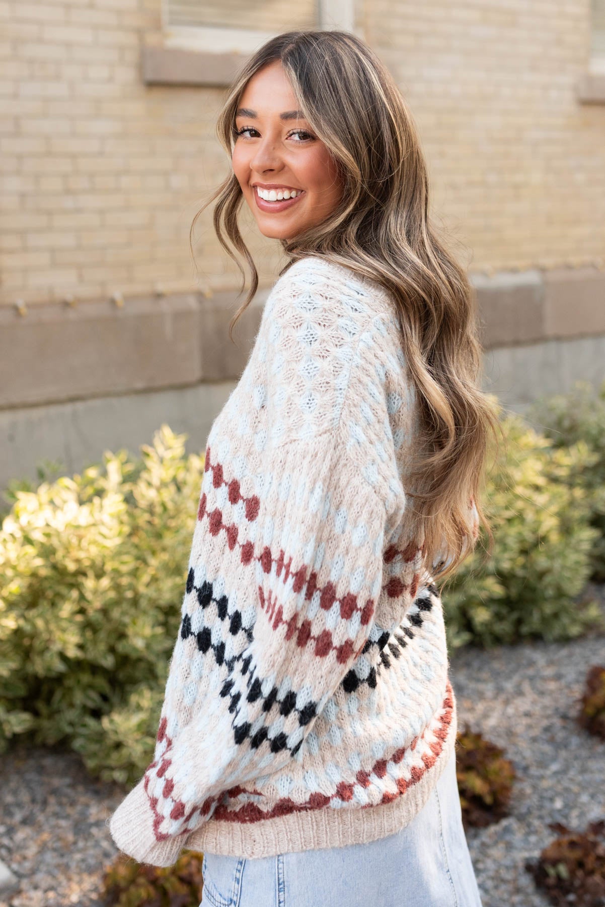 Hattie Taupe Pattern Cardigan