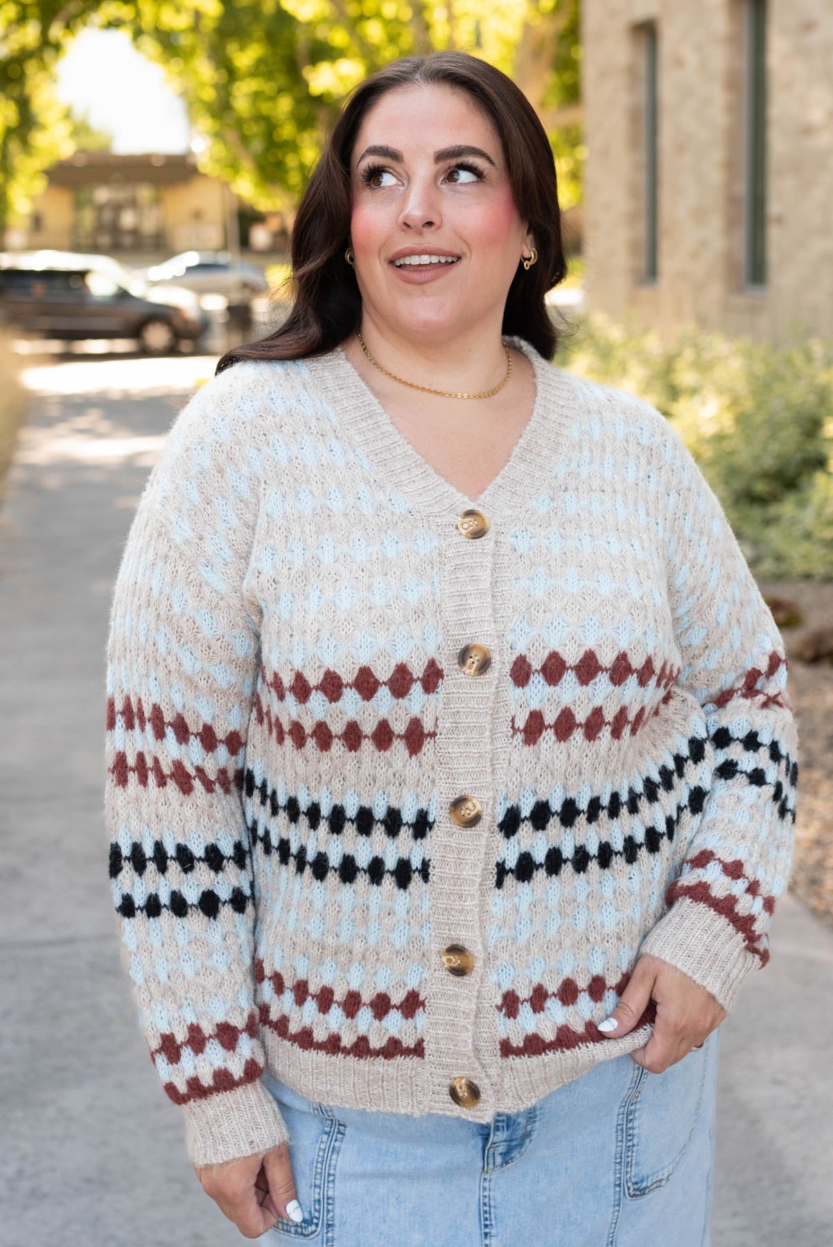 Hattie Taupe Pattern Cardigan