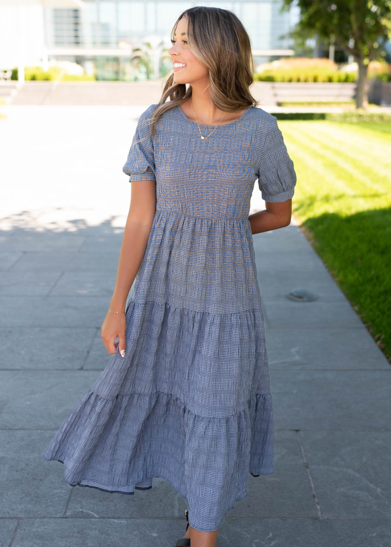 Heidi Charcoal Gingham Dress