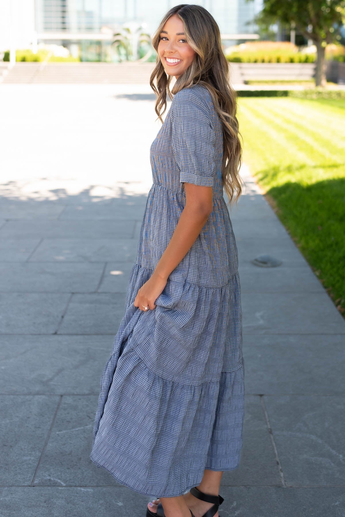Heidi Charcoal Gingham Dress