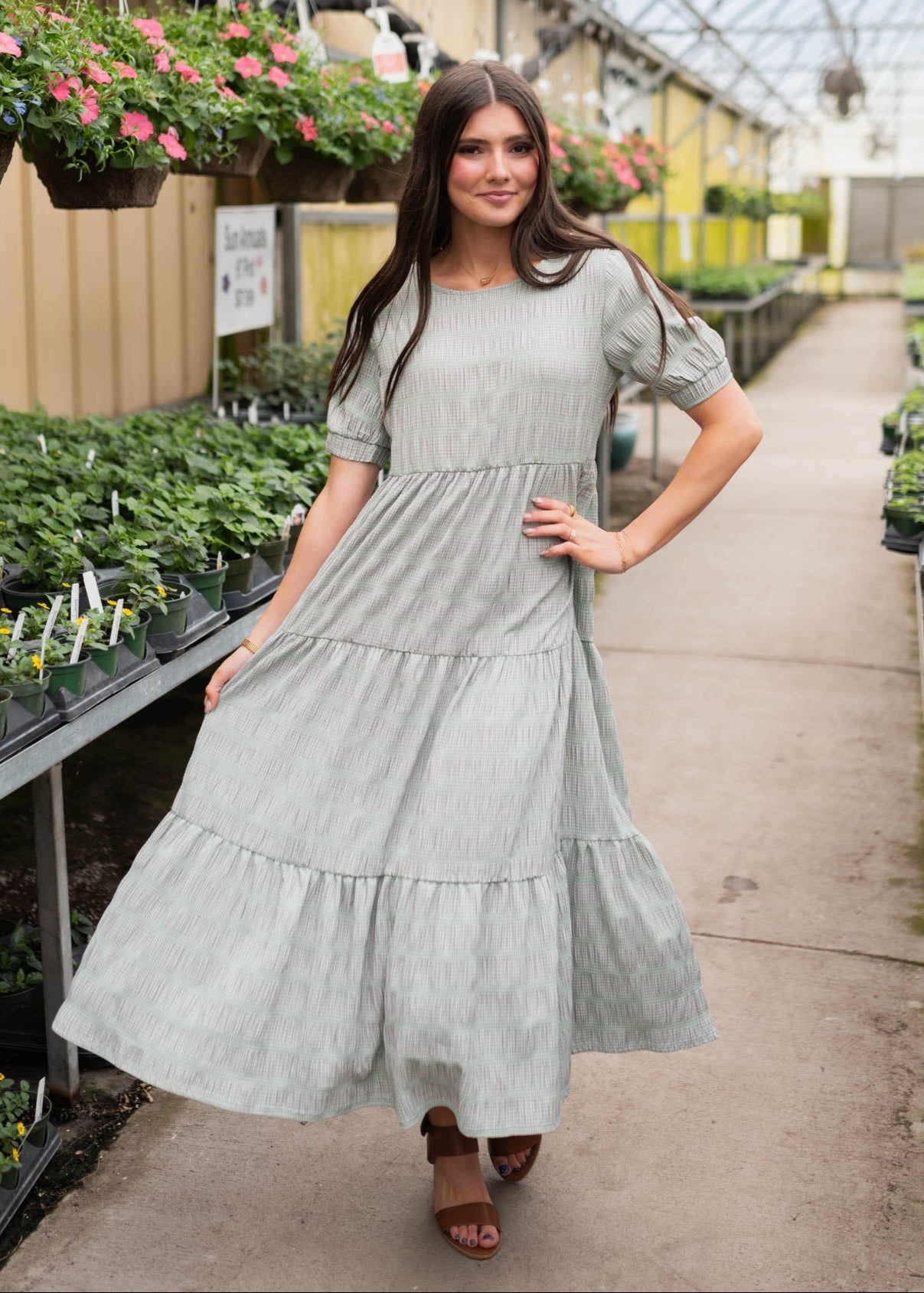 Heidi Green Gingham Dress