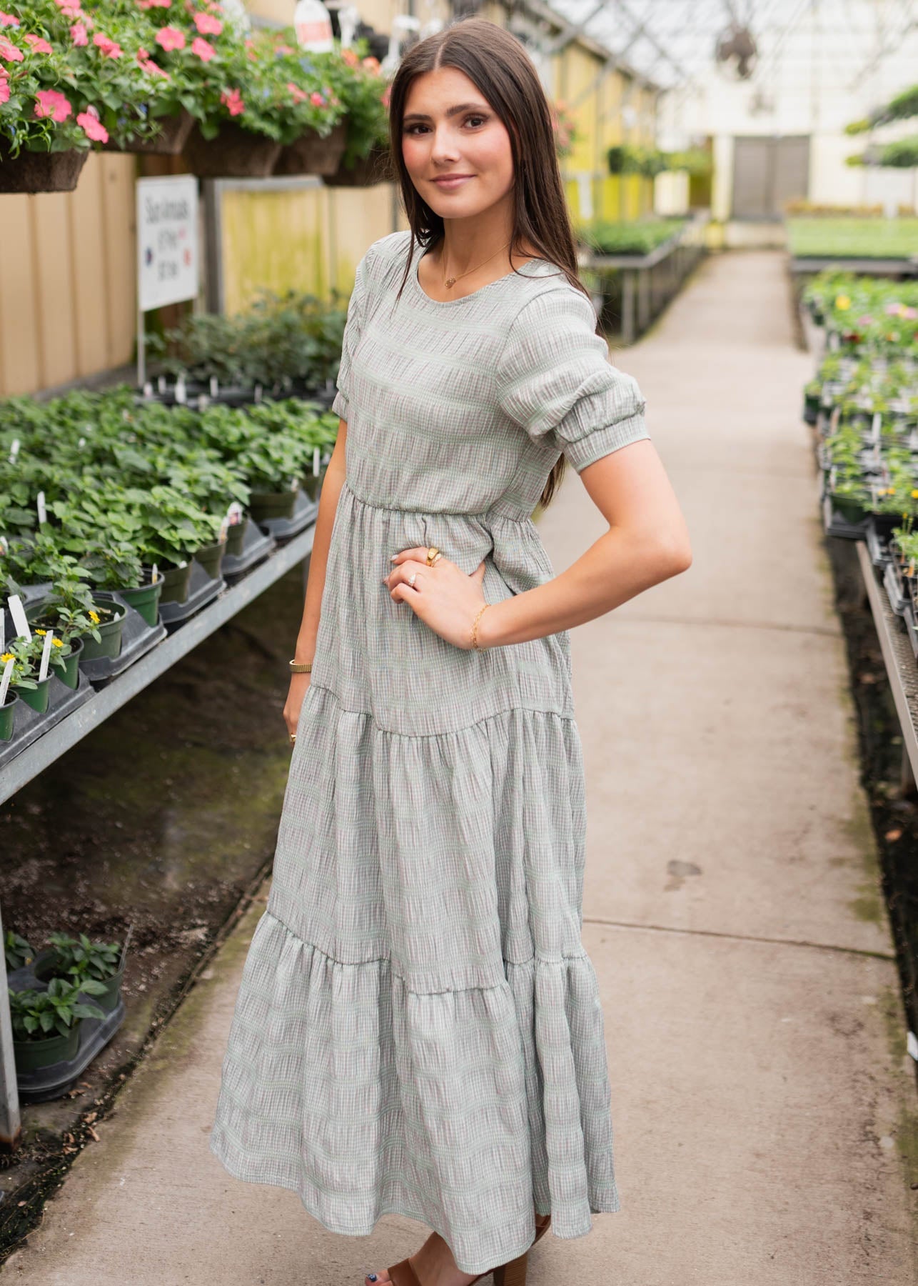 Heidi Green Gingham Dress