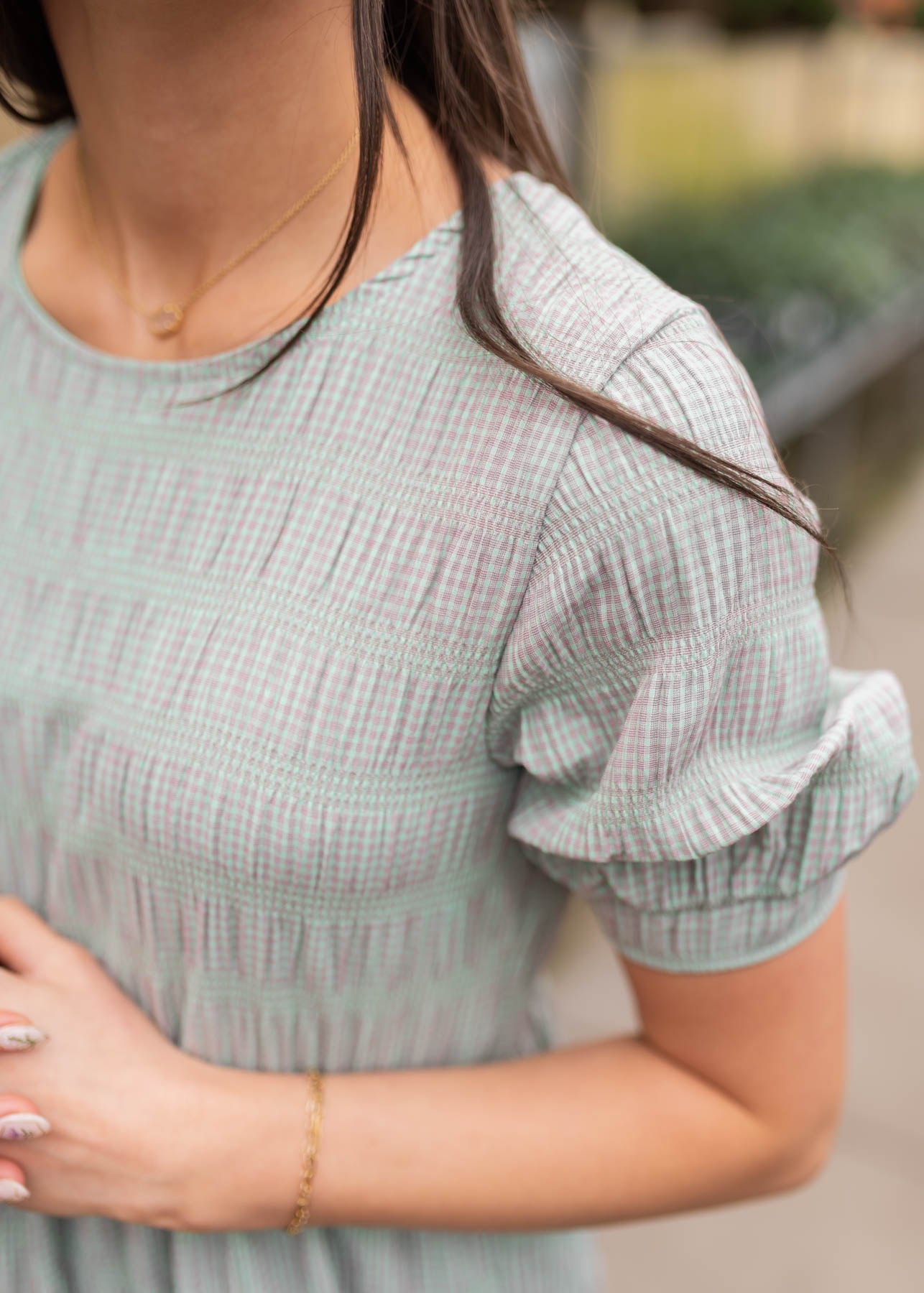 Heidi Green Gingham Dress