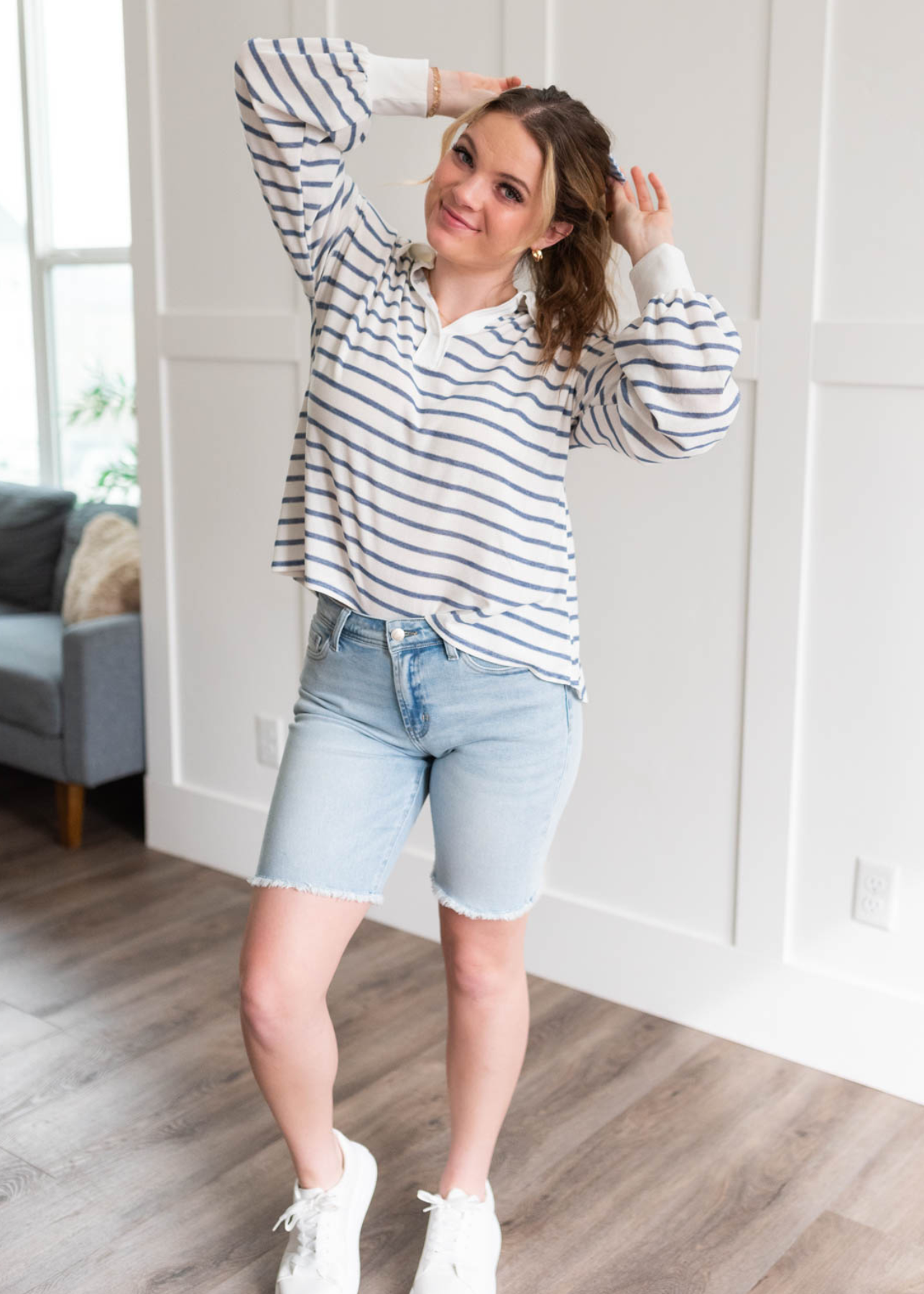 Helena Navy Stripe Top