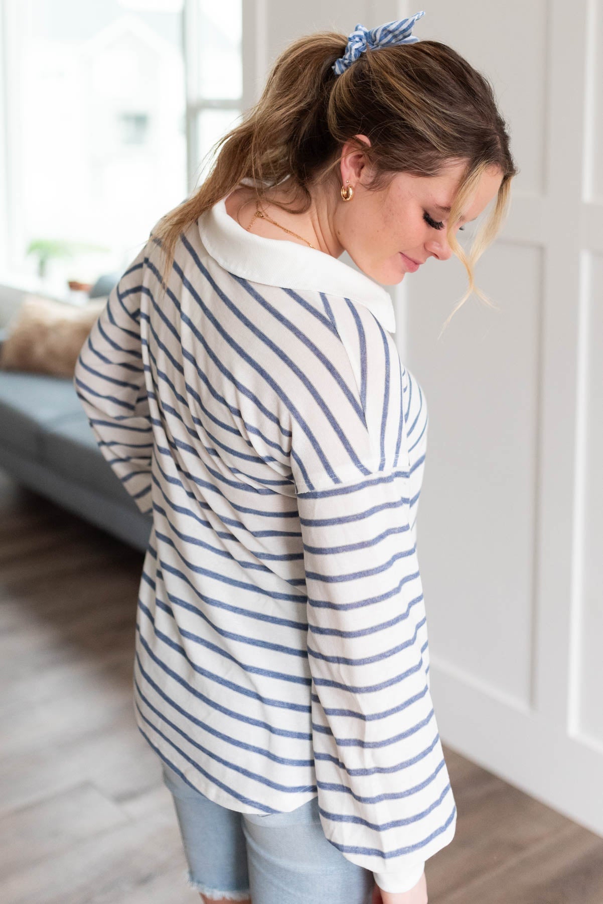Helena Navy Stripe Top
