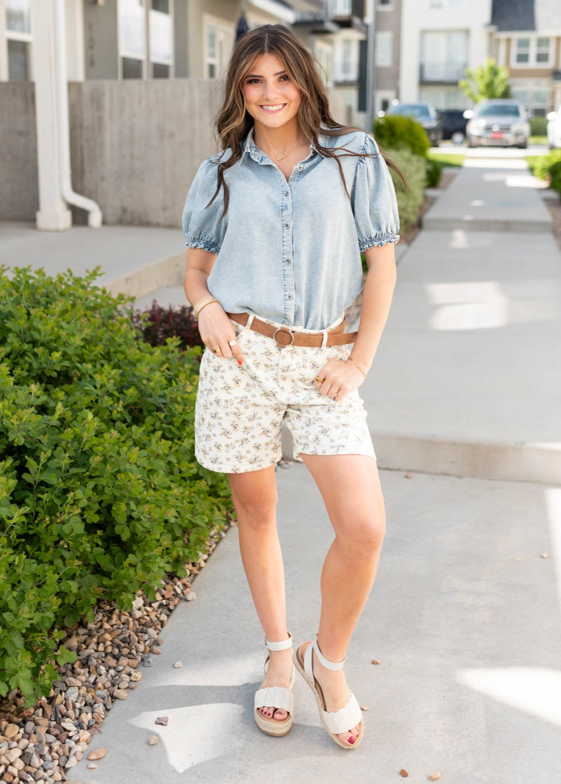 Helina Chambray Puff Sleeve Shirt