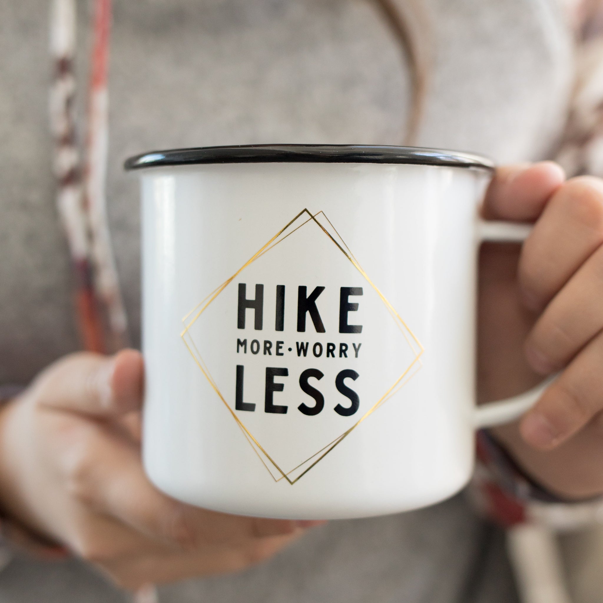 Hike More White Enamel Mug