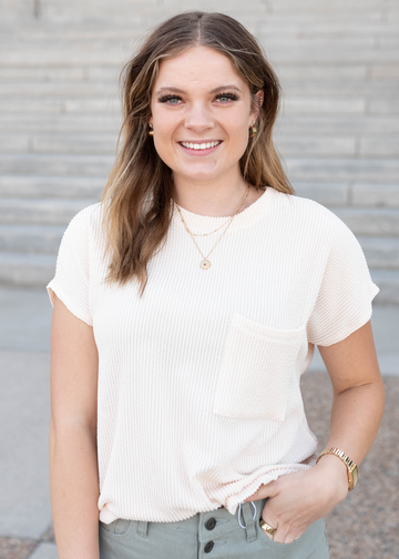 Idda Eggshell Ribbed Top