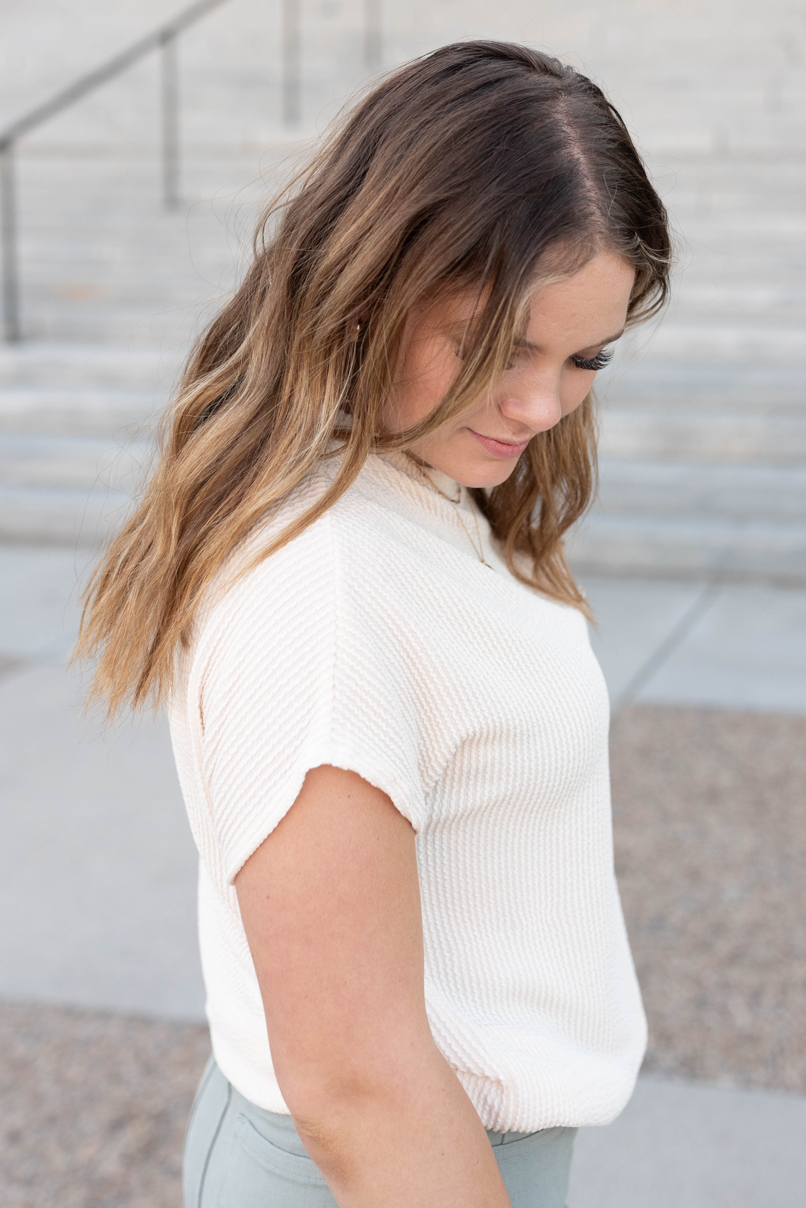 Idda Eggshell Ribbed Top