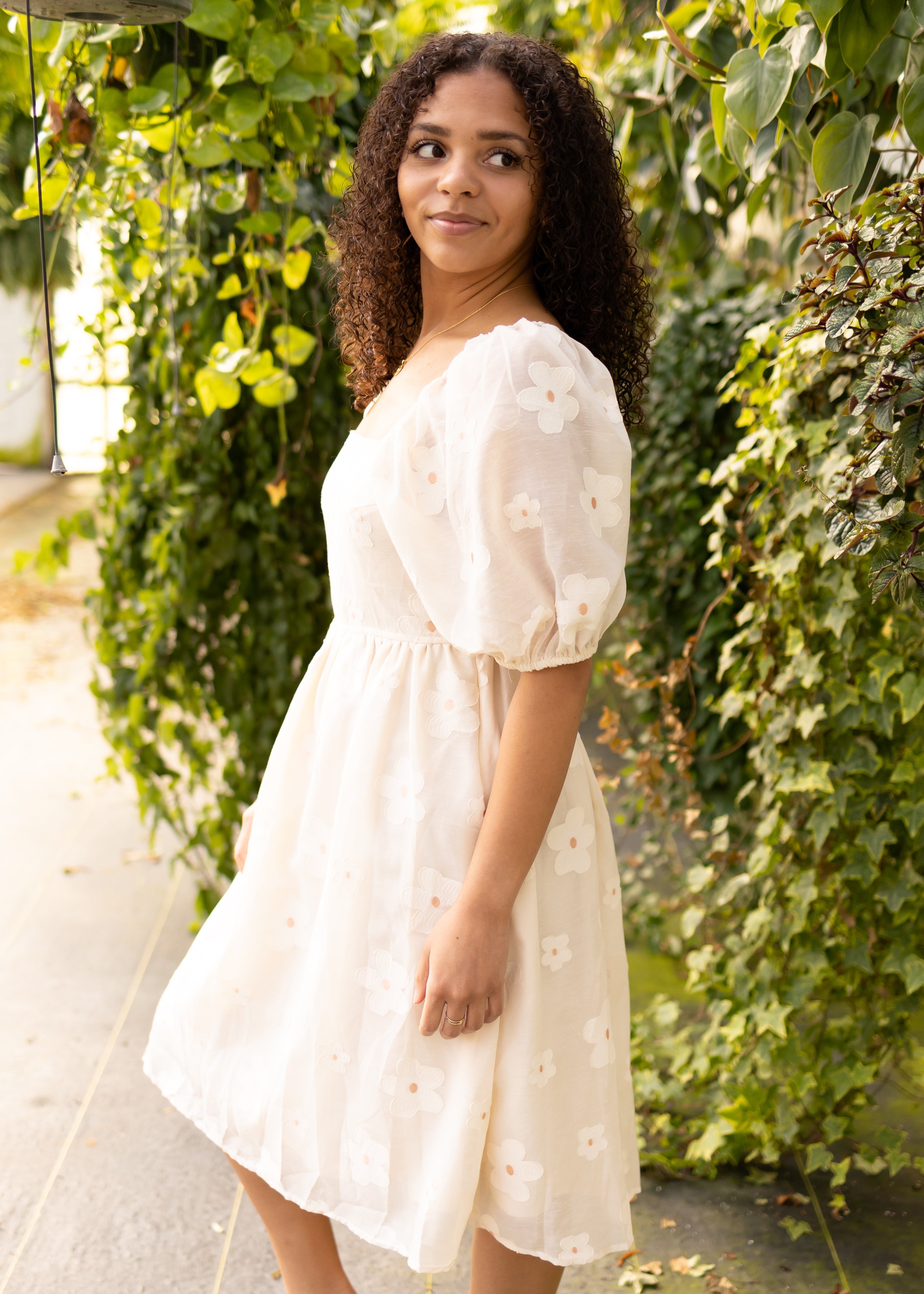 India Cream Floral Dress