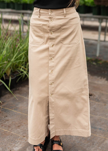 India Taupe Button Down Skirt
