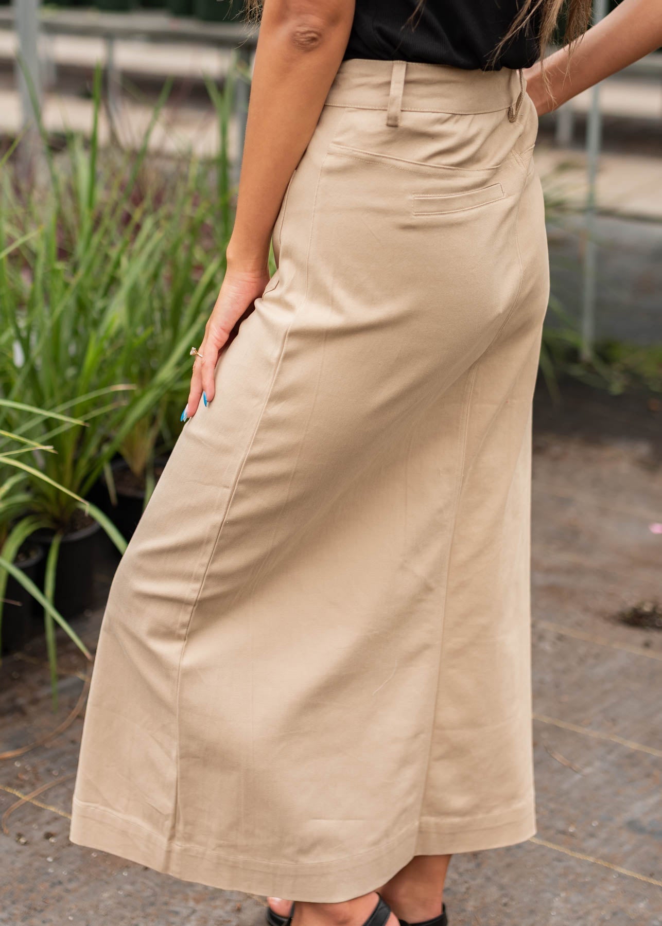 India Taupe Button Down Skirt