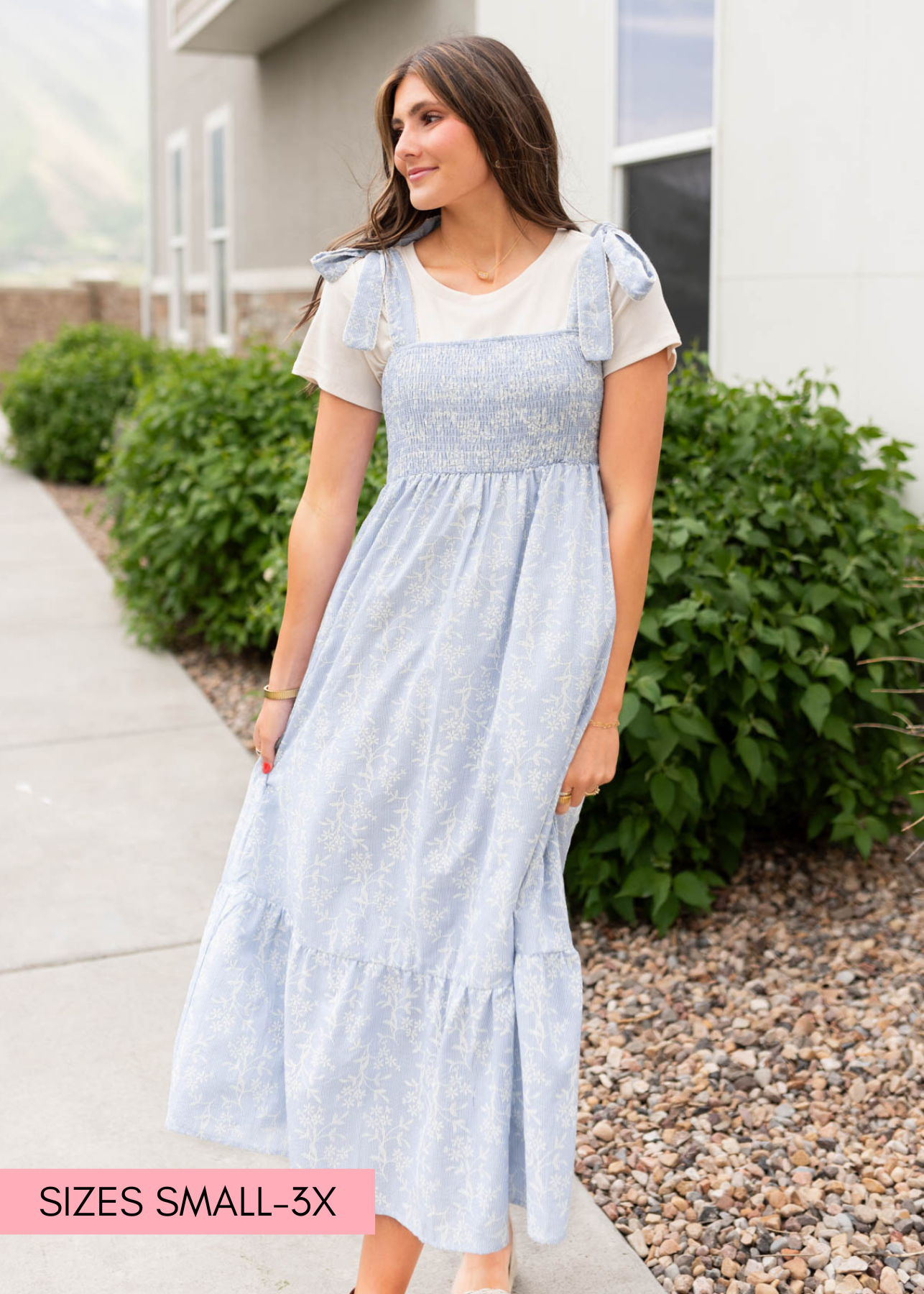 Indiana Blue Embroidered Dress