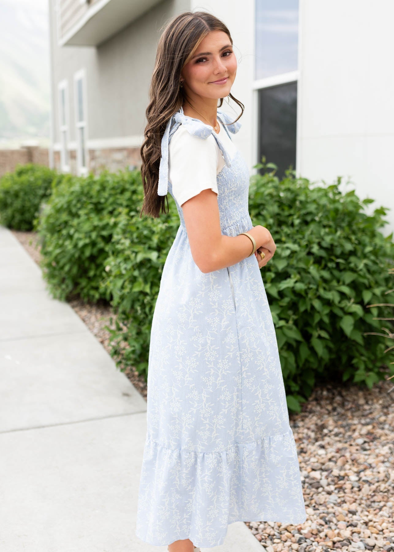Indiana Blue Embroidered Dress