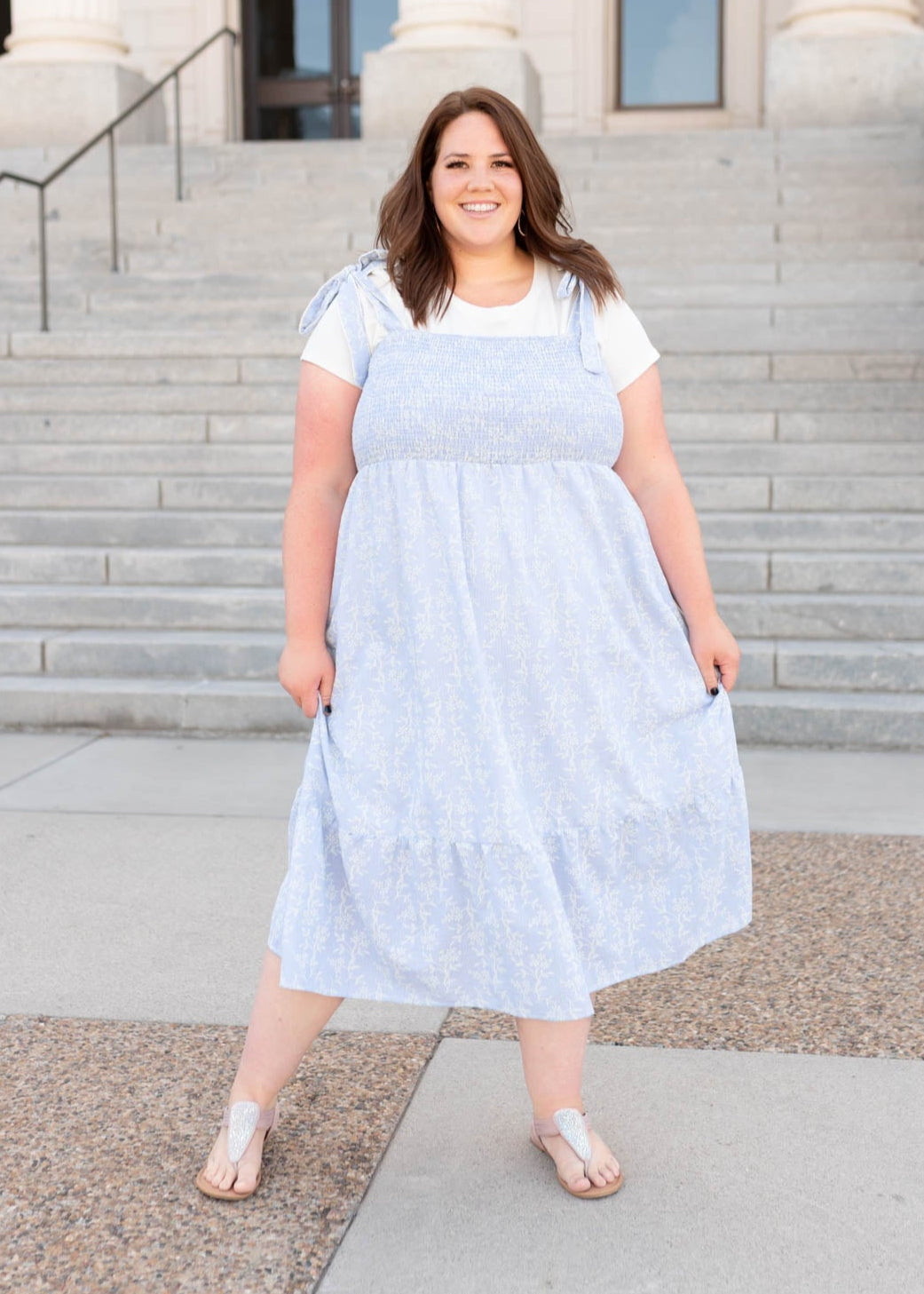 Indiana Blue Embroidered Dress
