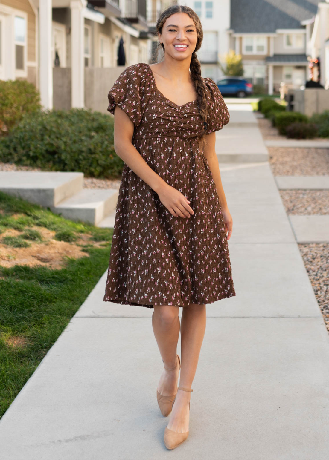 Indie Brown Floral Dress