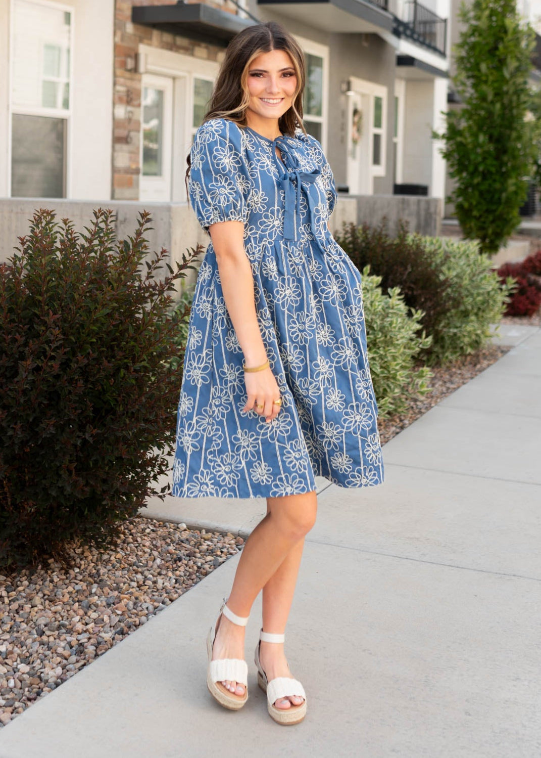 Inez Blue Floral Dress