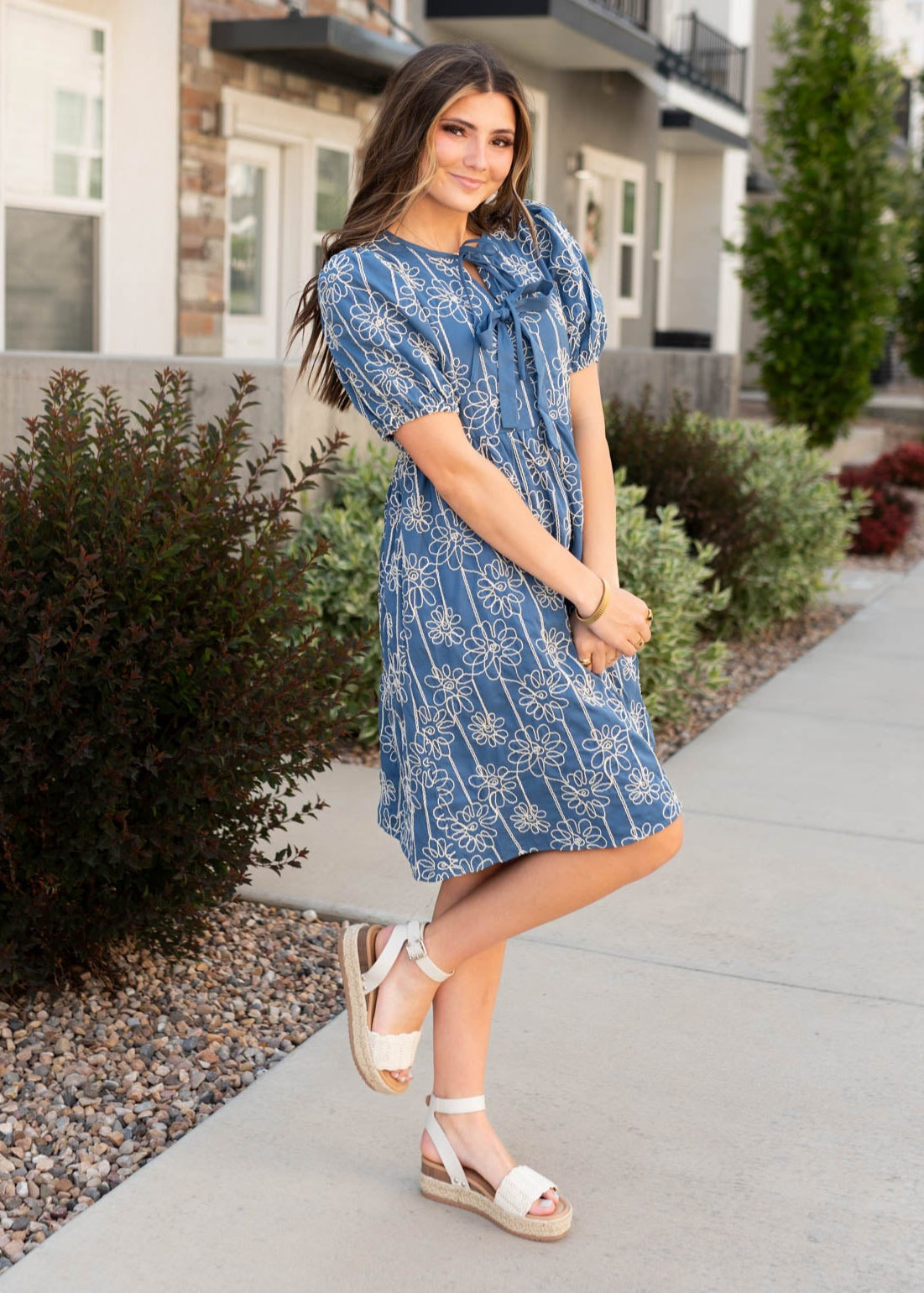 Inez Blue Floral Dress