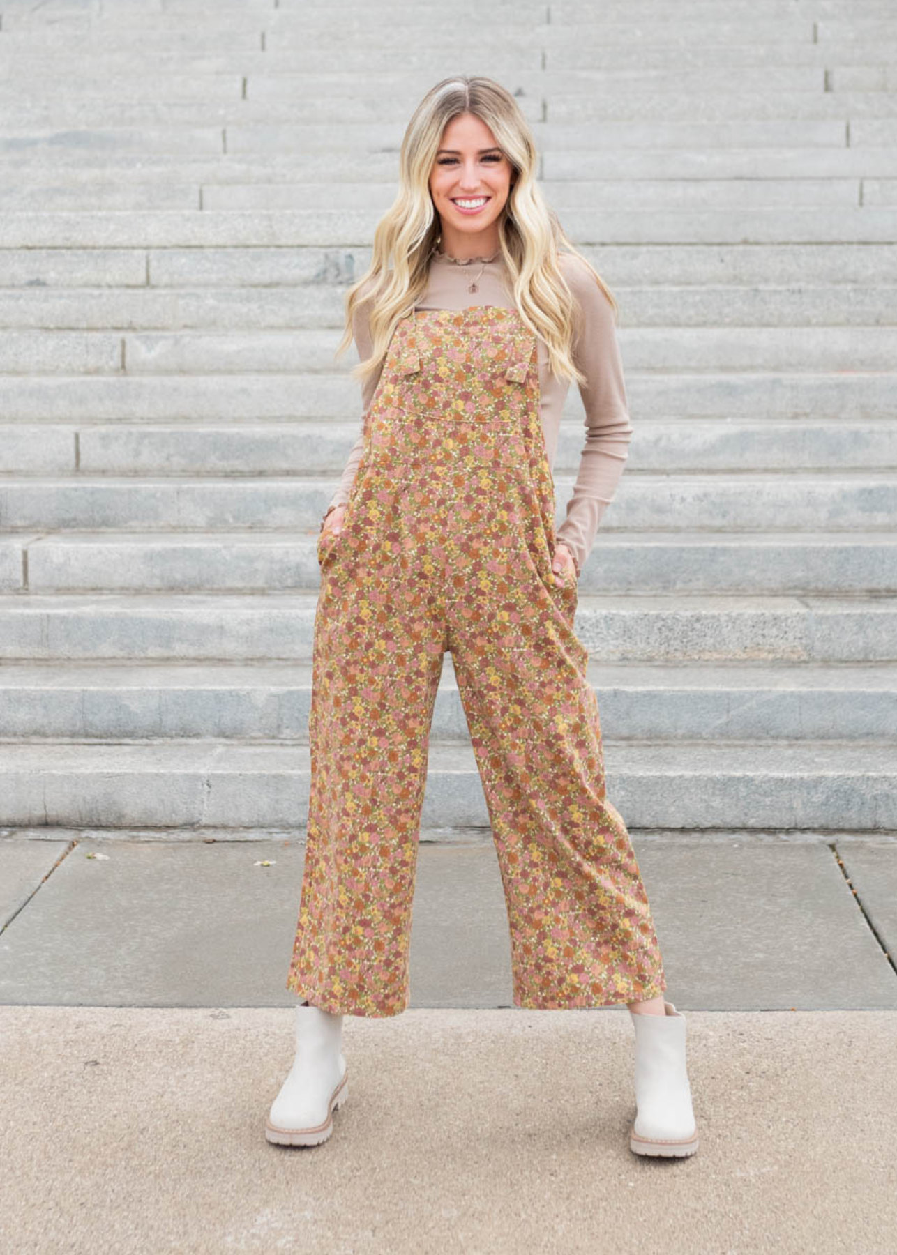 Irena Marsala Floral Overalls