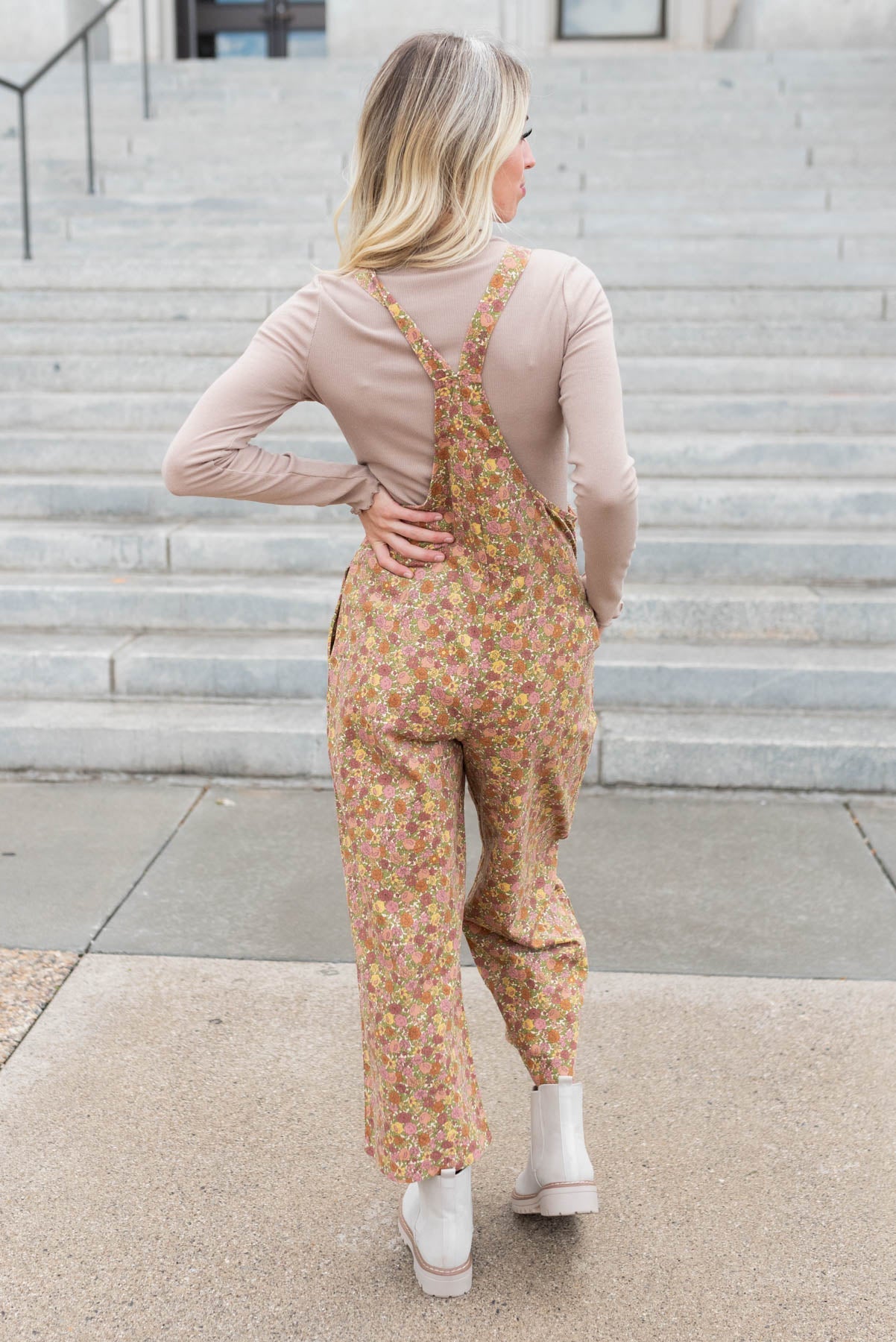 Irena Marsala Floral Overalls