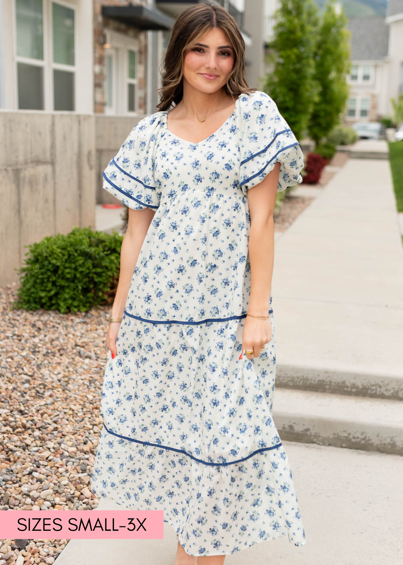 Irene Cream Floral Pattern Dress