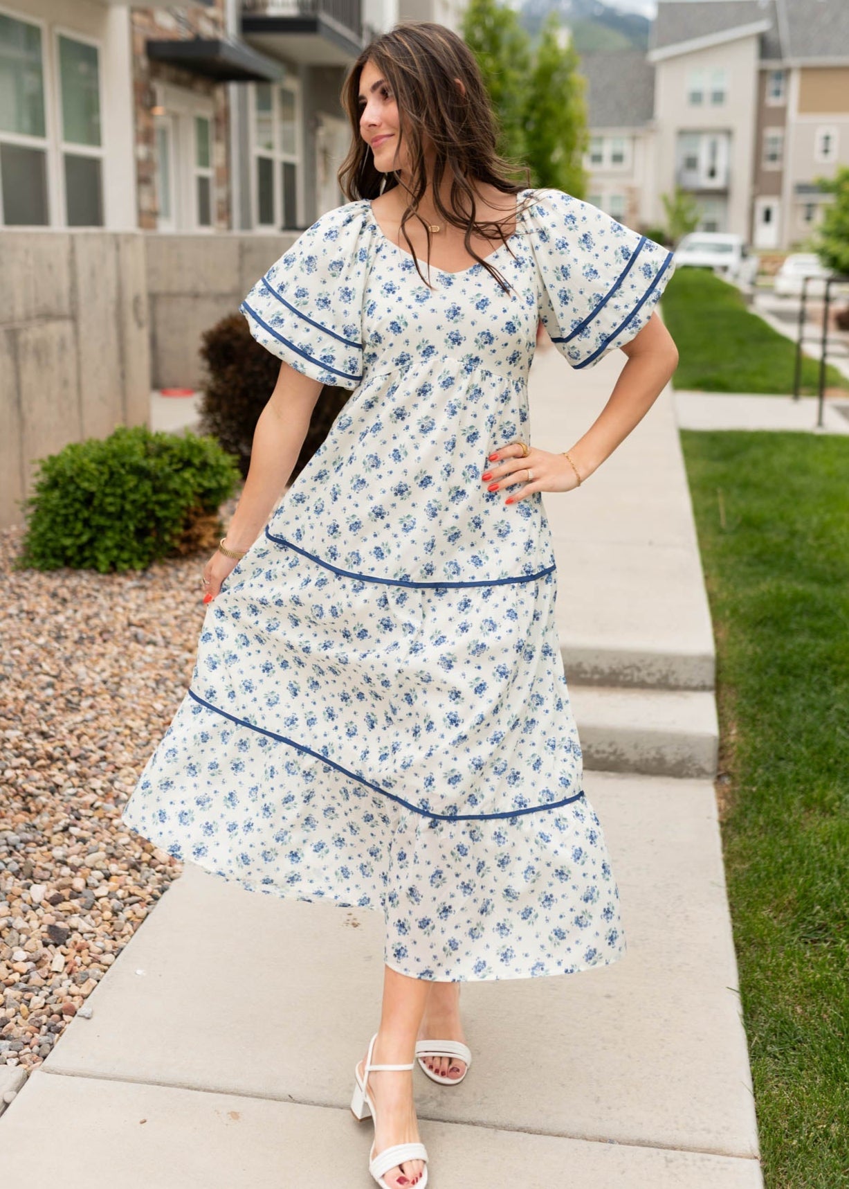 Irene Cream Floral Pattern Dress