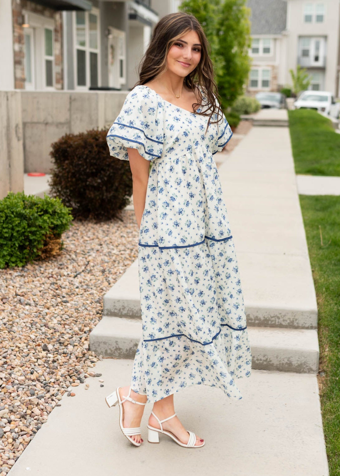 Irene Cream Floral Pattern Dress